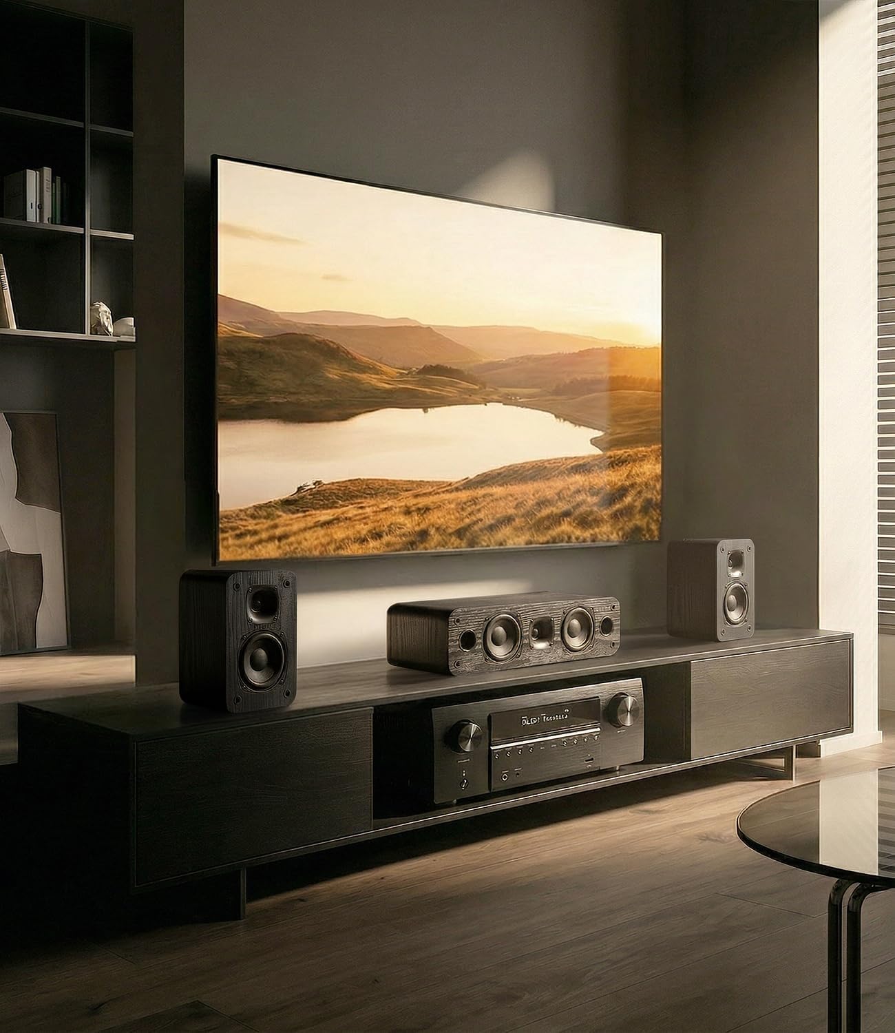 Saiyin 3.0 Passive Home Theater System, Stereo Surround Sound Speakers with Horn Tweeter, Crystal Clear Dialogue, 150W Peak Power for Home Audio/RV, Amplifier Required (Cable Not Included)
