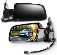 SCITOO Towing Side View Mirrors for Chevy Blazer 1992-94, Pickup 1988-99, Suburban 1992-99 - Power Adjustable, Manual Folding, Wide View GM1320122 GM1321122