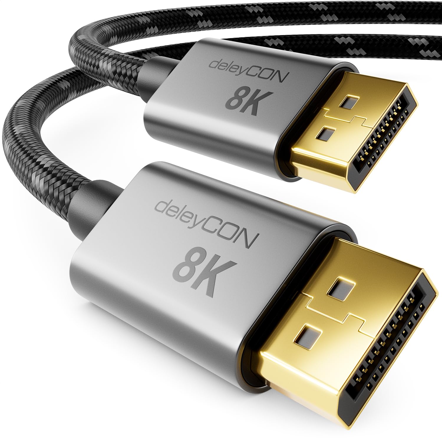 deleyCON 1,5m 8K DisplayPort Kabel 1.4 (8K@60Hz 4K@165Hz 2K@360Hz) HBR3 32.4Gbps UHD WQHD HDR DSC 1.2 HDCP 2.2 G-Sync & FreeSync DP 1.4 Kabel für Gaming-Monitor Grafikkarte