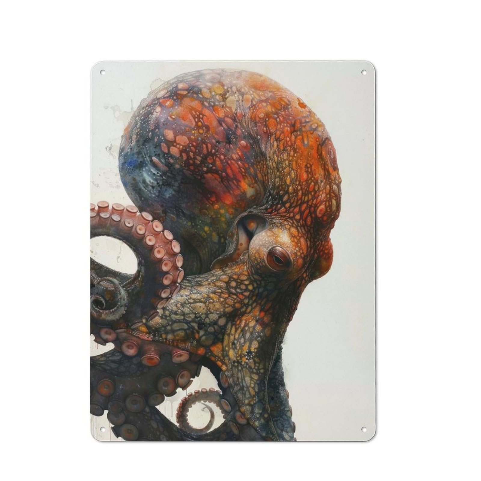 Junmoney Octopus Profile Art Rustic Tin Wall Plaque 40X30cm For Garage Or Workshop, For Home Interiors, Feature Walls And Decorative Displays
