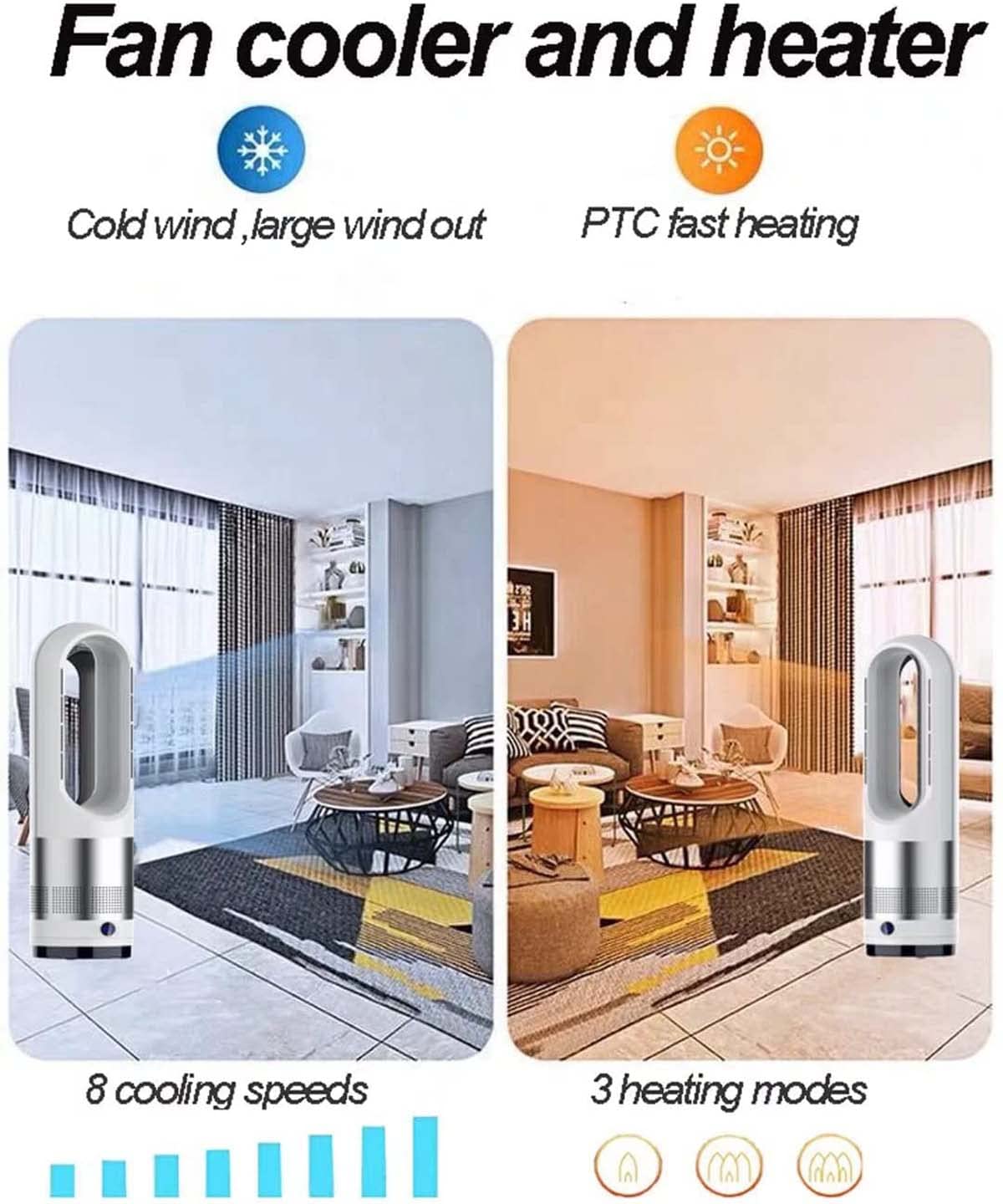 SABYDICAR Cooling and Heating Fan,18 Bladeless Tower Fan,1400W Space  Heater,Leafless Fan with 80° Oscillating/8 Speeds/8h Timer/LED  display,Pedestal Fan : Amazon.co.uk: Home u0026 Kitchen