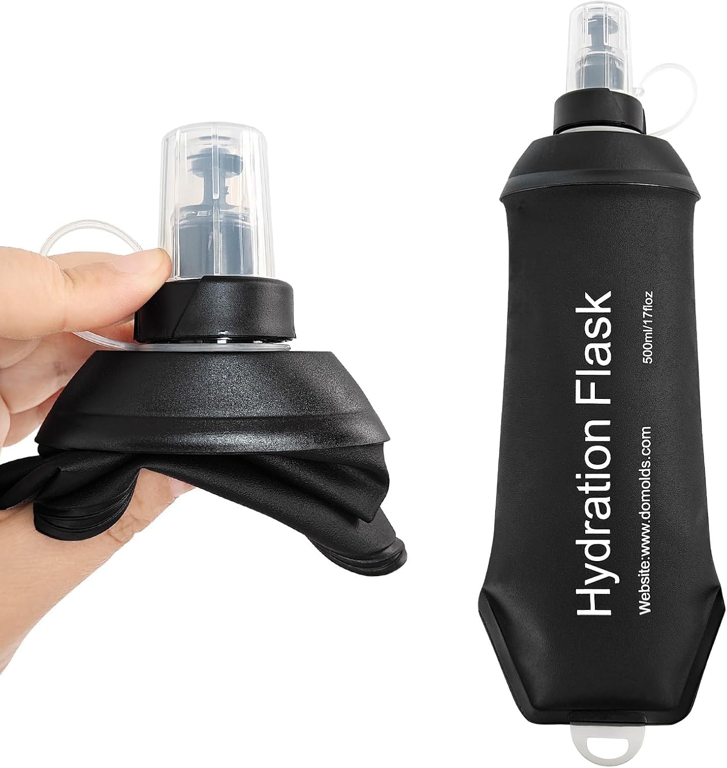 AXEN Soft Flask TPU Foldable Running Hydration Flask, Soft Collapsible Water Bottle for Hydration Pack Cycling Marathon Running Hiking