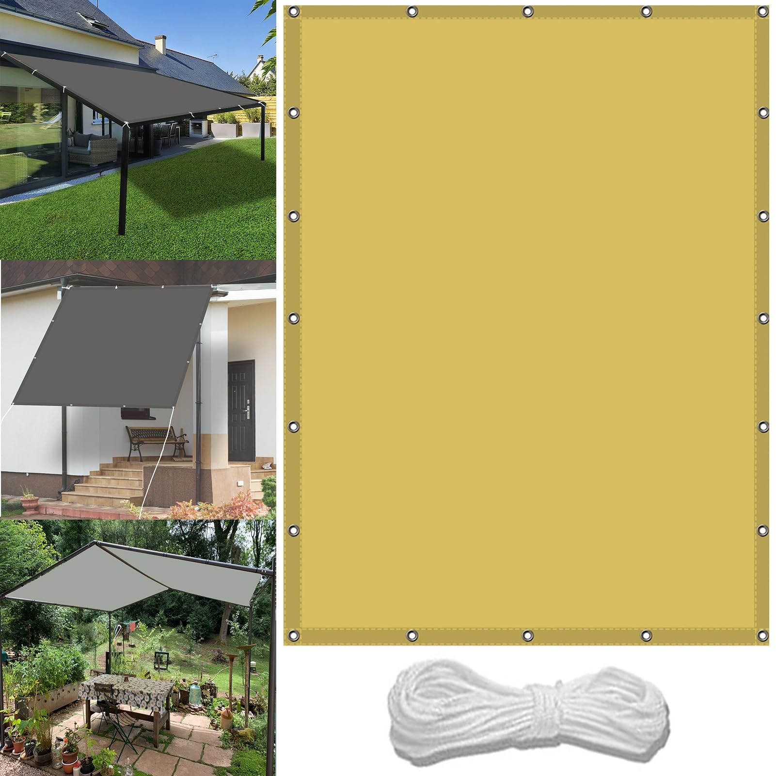 GLDYTVF Waterproof Pergola Canopy 2x3m(6.6x9.8ft) in Cream Color Weather Resistant Garden Screen with Grommets and Free Rope for Outdoor Patio Parties Sun Shades for Ultimate Protection