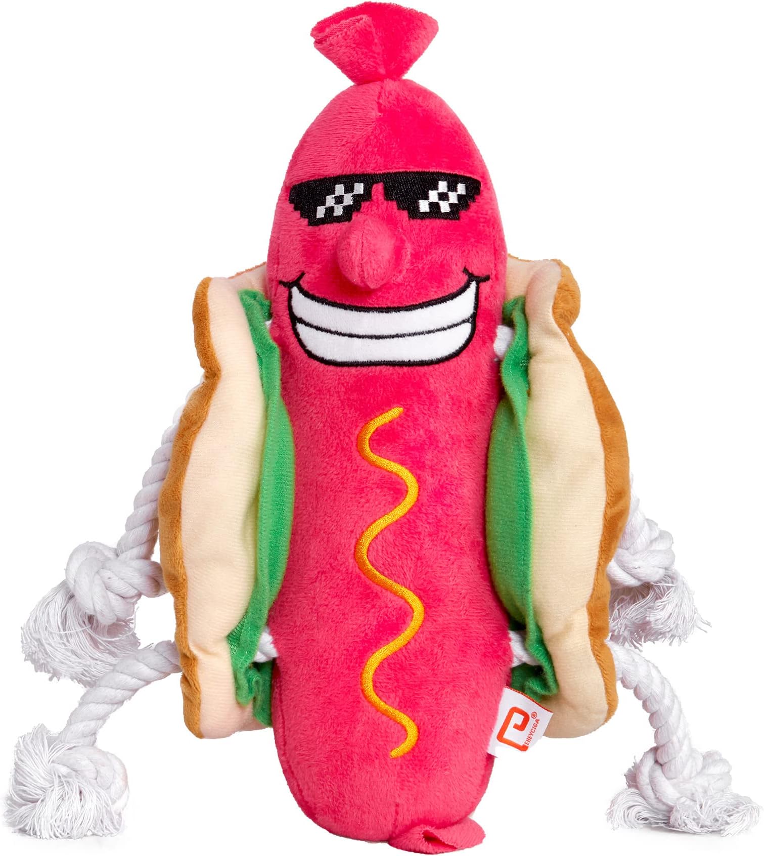 EHEYCIGA Dog Toys for Small Dogs, Small Squeaky Pet Toys for Puppies Small Breed Entertainment, Stuffed Plush Cute Medium Dog Toys with Squeaker, Hot Dog Small