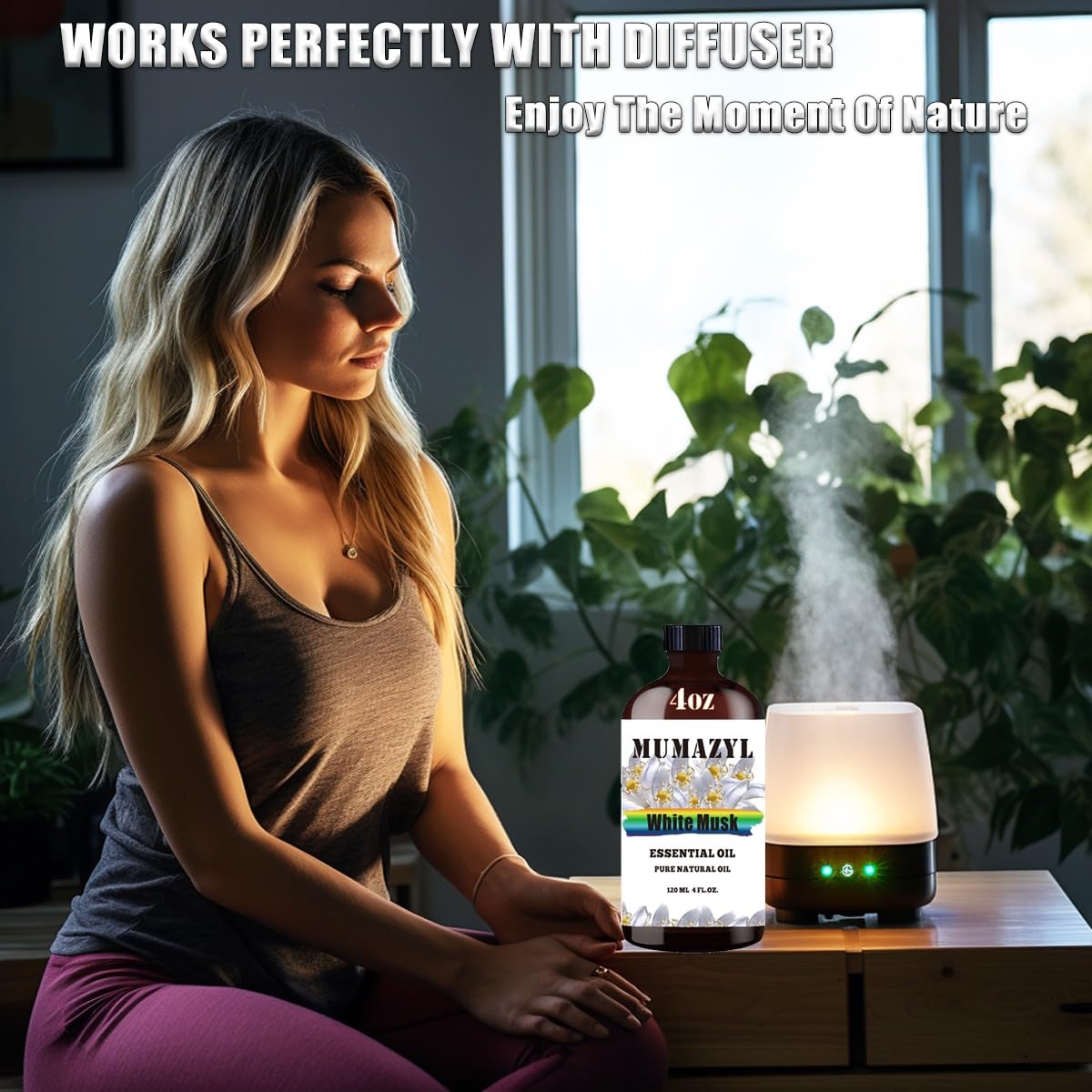 Aceite esencial de almizcle blanco, aceite de almizcle blanco de 120 ml para difusor, humidificador, yoga, limpieza, bricolaje, velas, jabón, aceites esenciales MUMAZYL