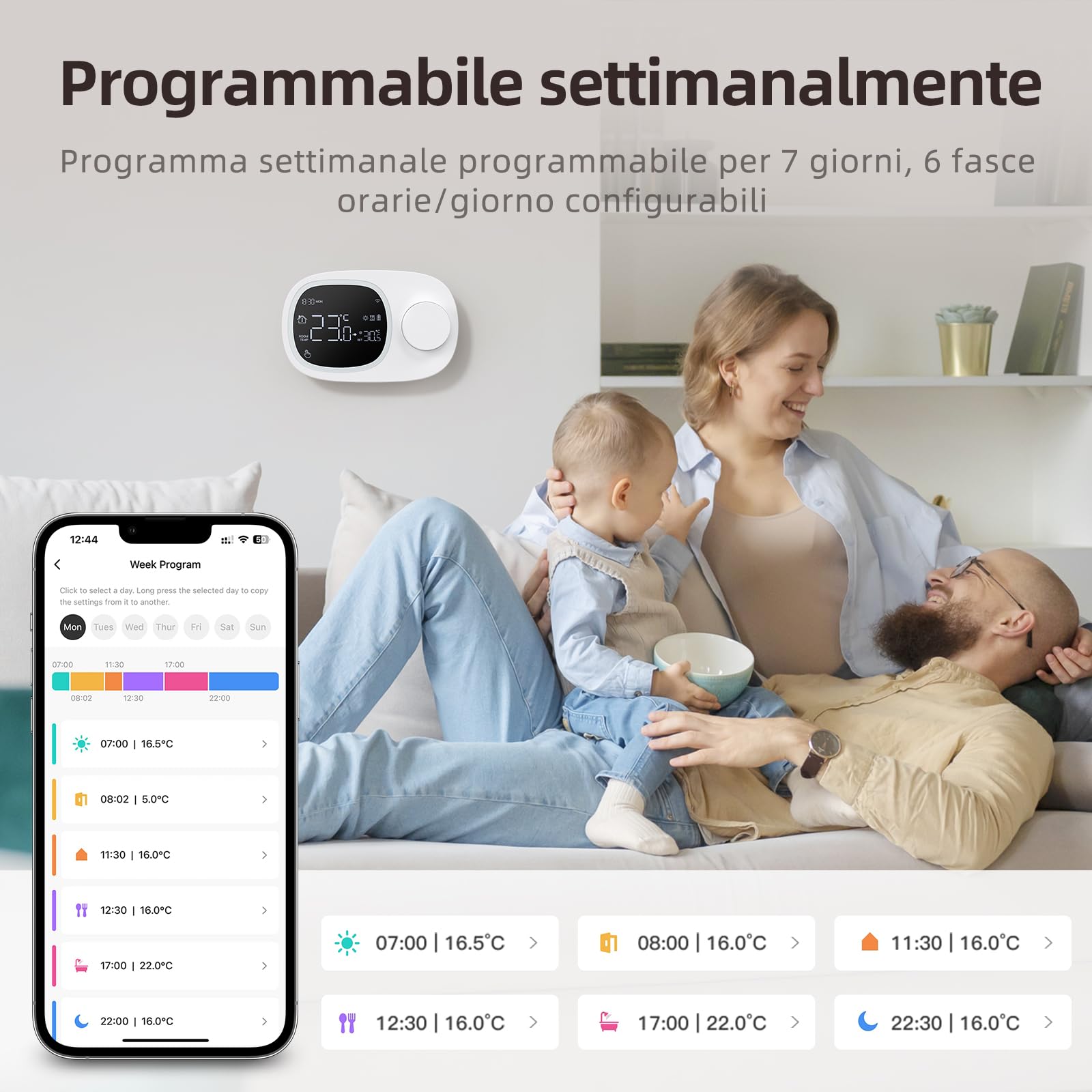 MIUCDA Termostato intelligente per caldaia WLAN riscaldamento e raffreddamento termostato da parete, alimentato a batteria per montaggio a vista, termostato WiFi per riscaldamento per caldaie a gas