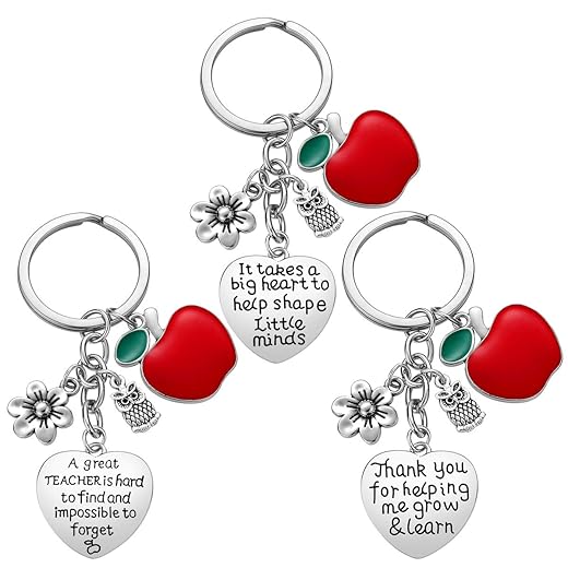 iWenSheng Teacher Gifts - 3PCS Teacher Keychain Appreciation Gifts for Women Christmas Valentines Day Gifts for Teacher