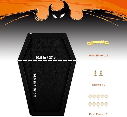 Miniatura 2 de YCCYYCCY Tablero de anuncios de fieltro de ataúd, tablero de anuncios de decoración gótica para mesa o pared, tablero de mensajes de ataúd con