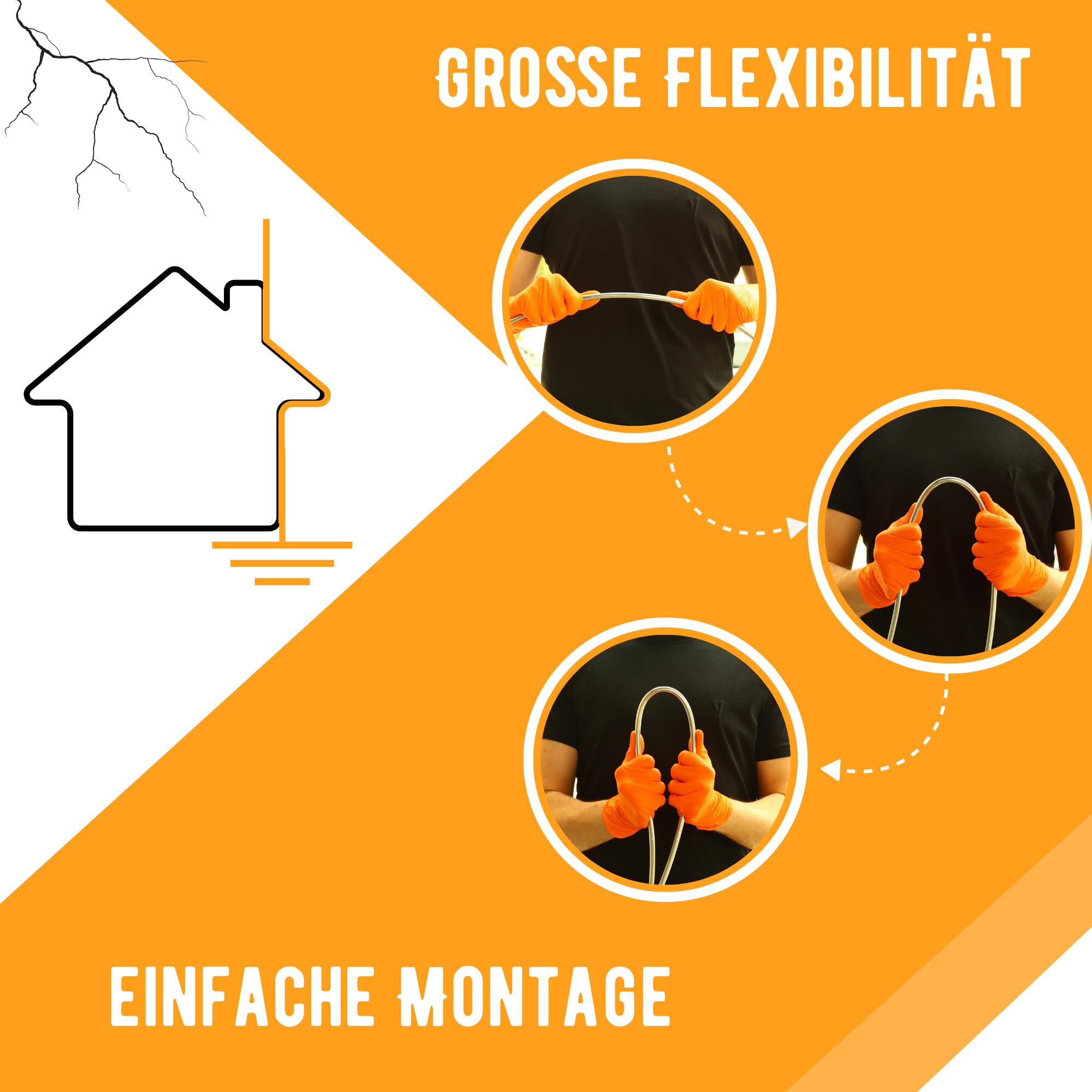 HausHeld® Aluminium Runddraht 8 mm 30 m für Blitzschutz | Aluminiumdraht für PV-Erdung und Dachmontage, wählbar nach Durchmesser und Länge