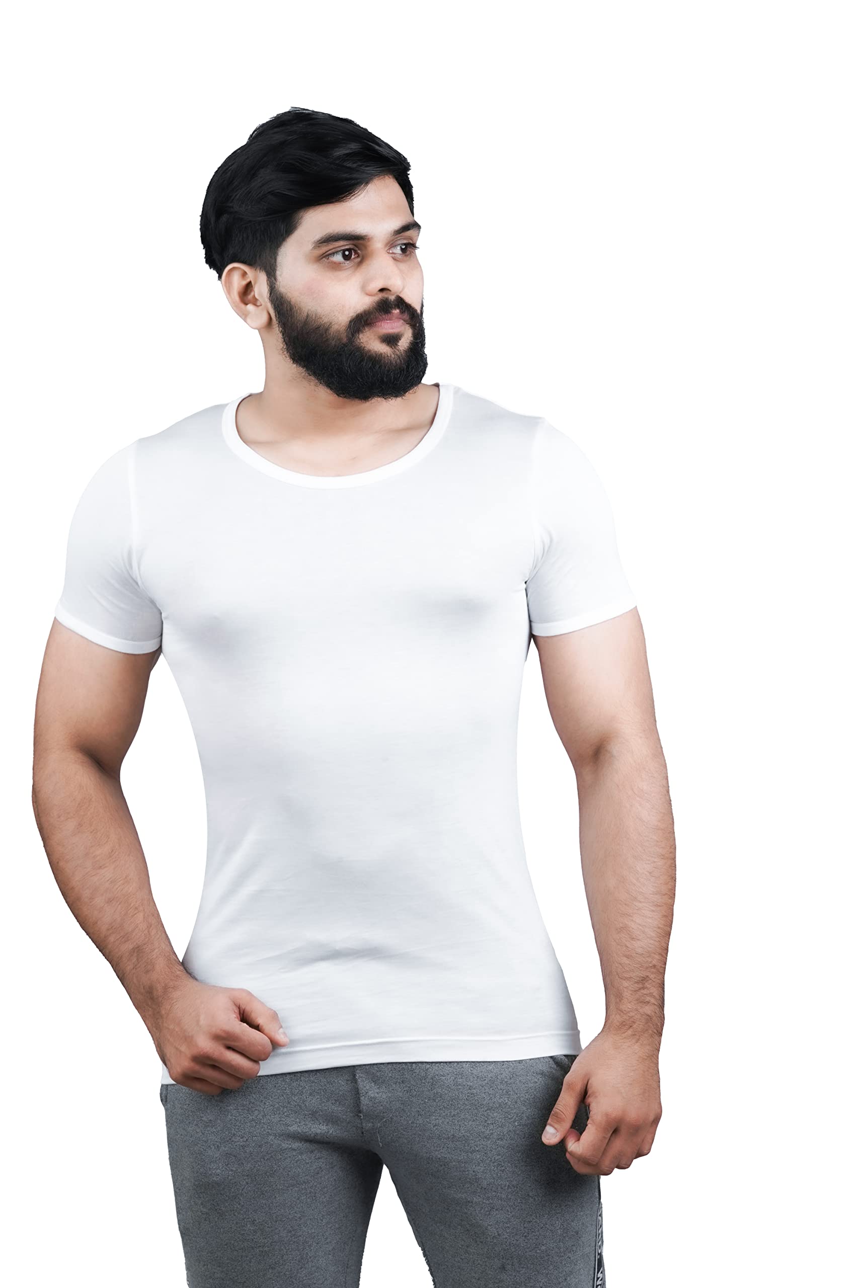 OTOMANMen's Bamboo Cotton Round Neck Half Sleeve Vest Made in Turkey | Made by Bamboo Fabric Natural Sweat Absorbing and Odor Free