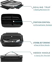 Vista 4 de MINCOCO Bento - Lonchera a prueba de derrames, ecológica, contenedor de almacenamiento de alimentos con una gran bolsa de almuerzo, tarro de salsa