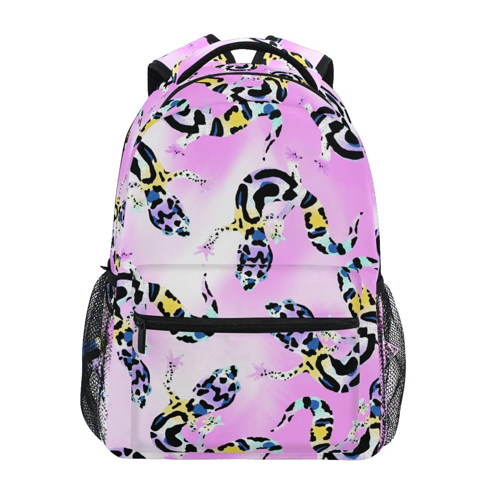 Krafig Abstract Leopard Lizard Gecko Boys Girls Kids School Backpacks Bookbag, School Bag Travel Backpack Daypack