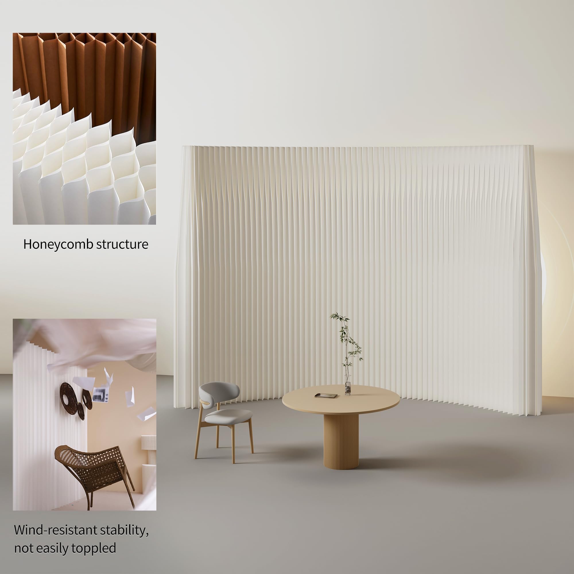 SAeWare Biombo plegable para ambientes, separador portátil de privacidad para el hogar, oficinas, tiendas, restaurantes, uso comercial, blanco, 220 x 43 x 400 cm