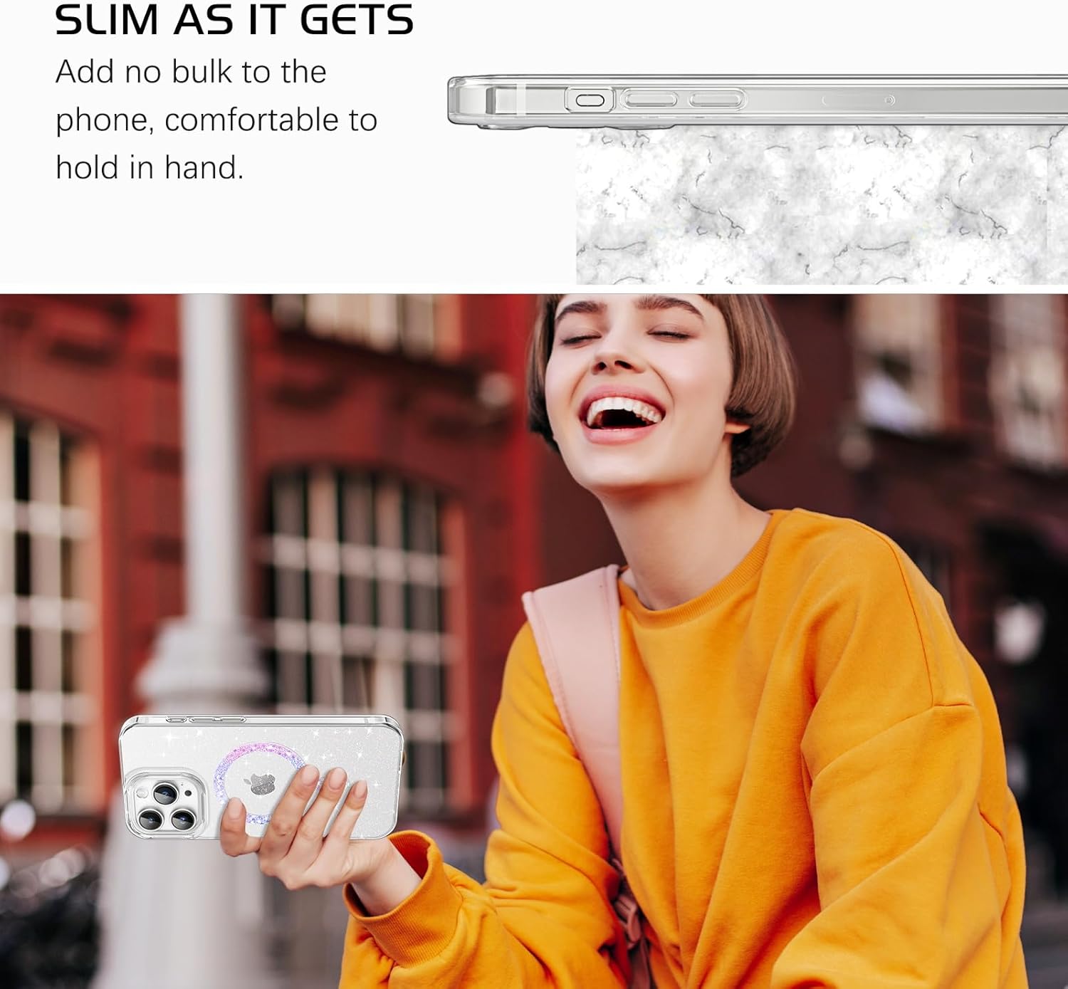 DOMAVER for iPhone 14 Pro Max Case [Compatible with MagSafe] Magnetic Clear Glitter Bling Sparkle Soft Protective Cover for iPhone 14 Pro Max-Clear - Image 7