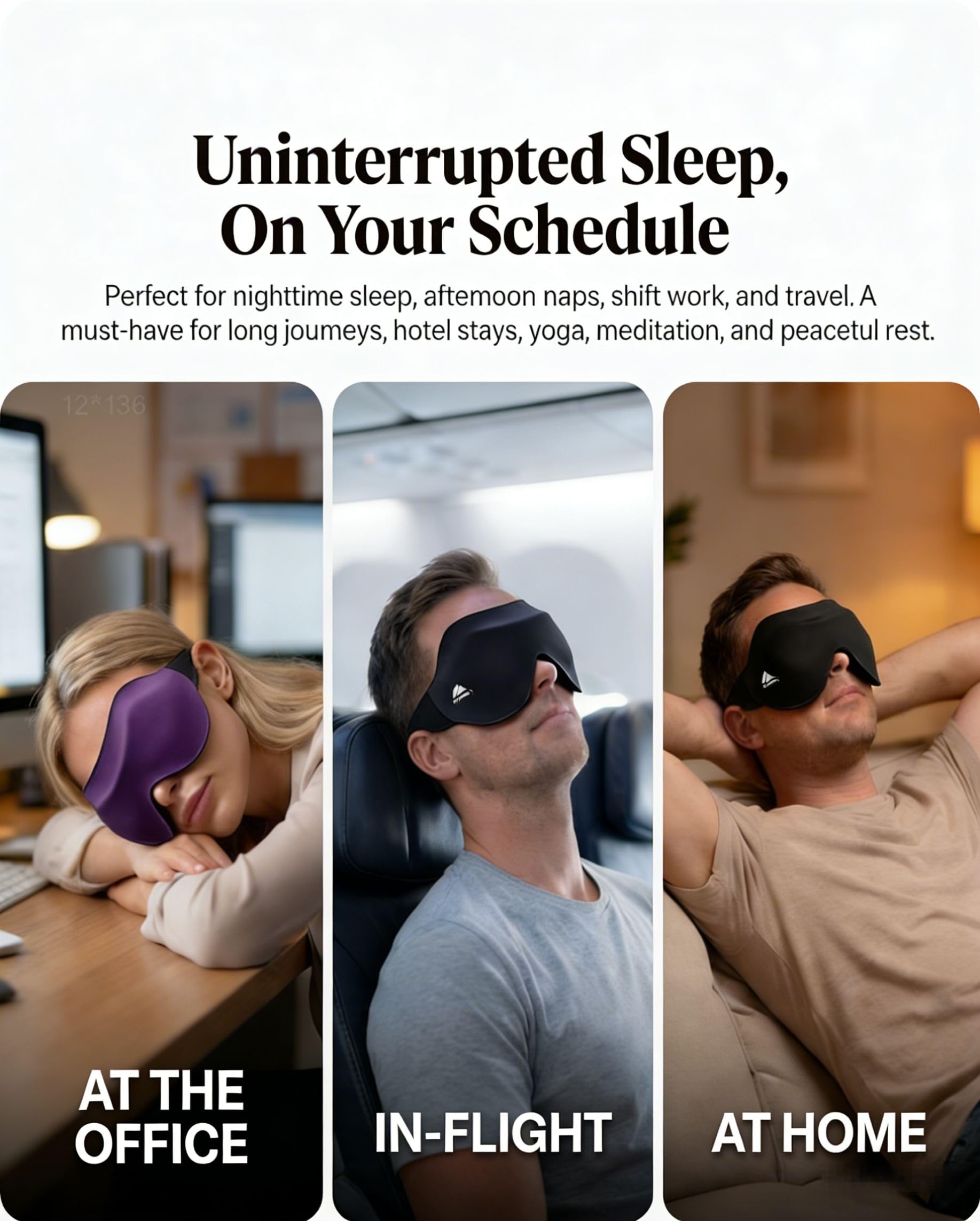 Antifaz para bloquear la luz del sueño: máscara ligera contorneada 3D para extensiones de pestañas, correa ajustable, lavable, cero presión, perfecta para hombres y mujeres, avión, viajes, yoga