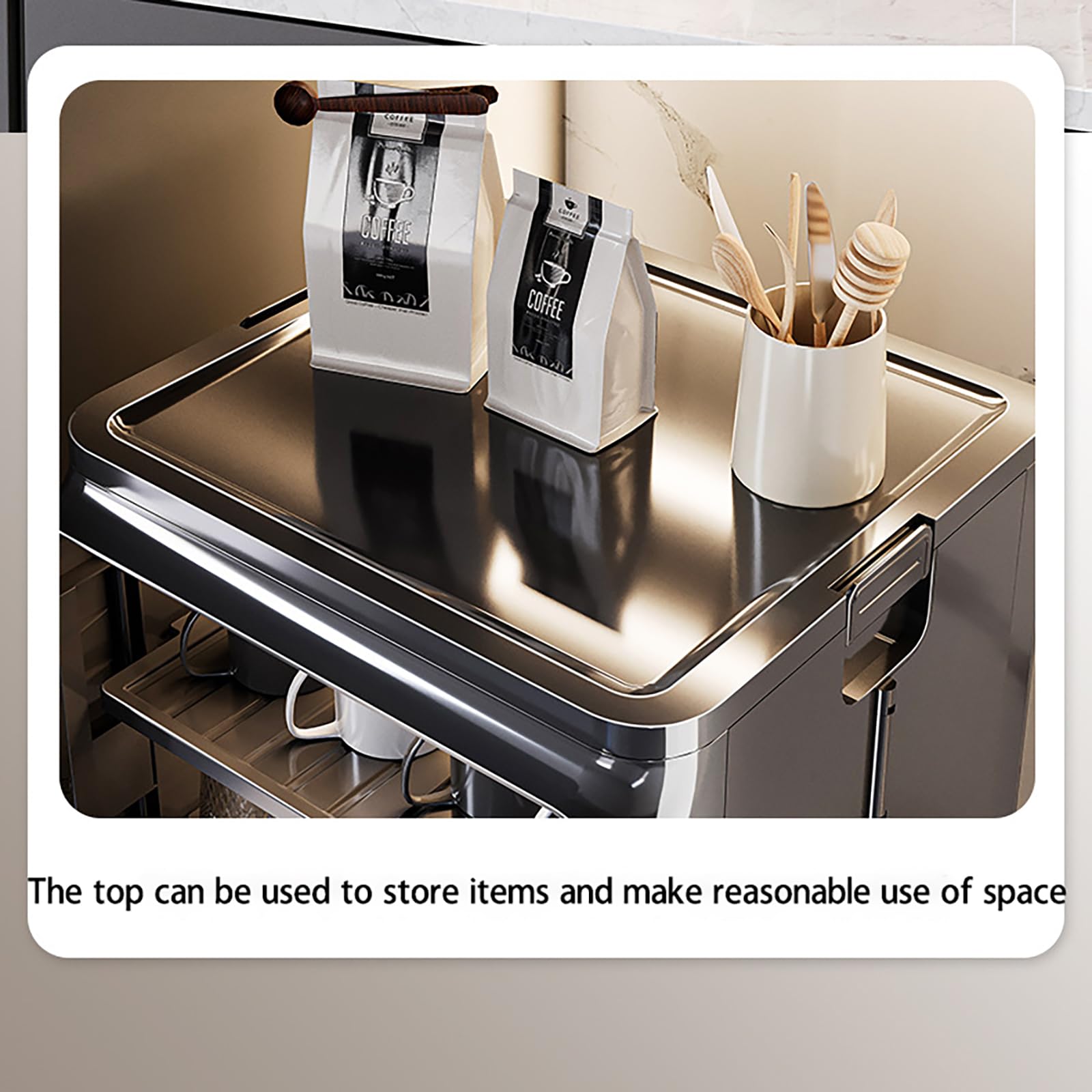 Présentoir à tasses à café, empilable, meuble de rangement de cuisine, porte latérale, convient pour la maison, la cuisine, le bureau, noir (M)
