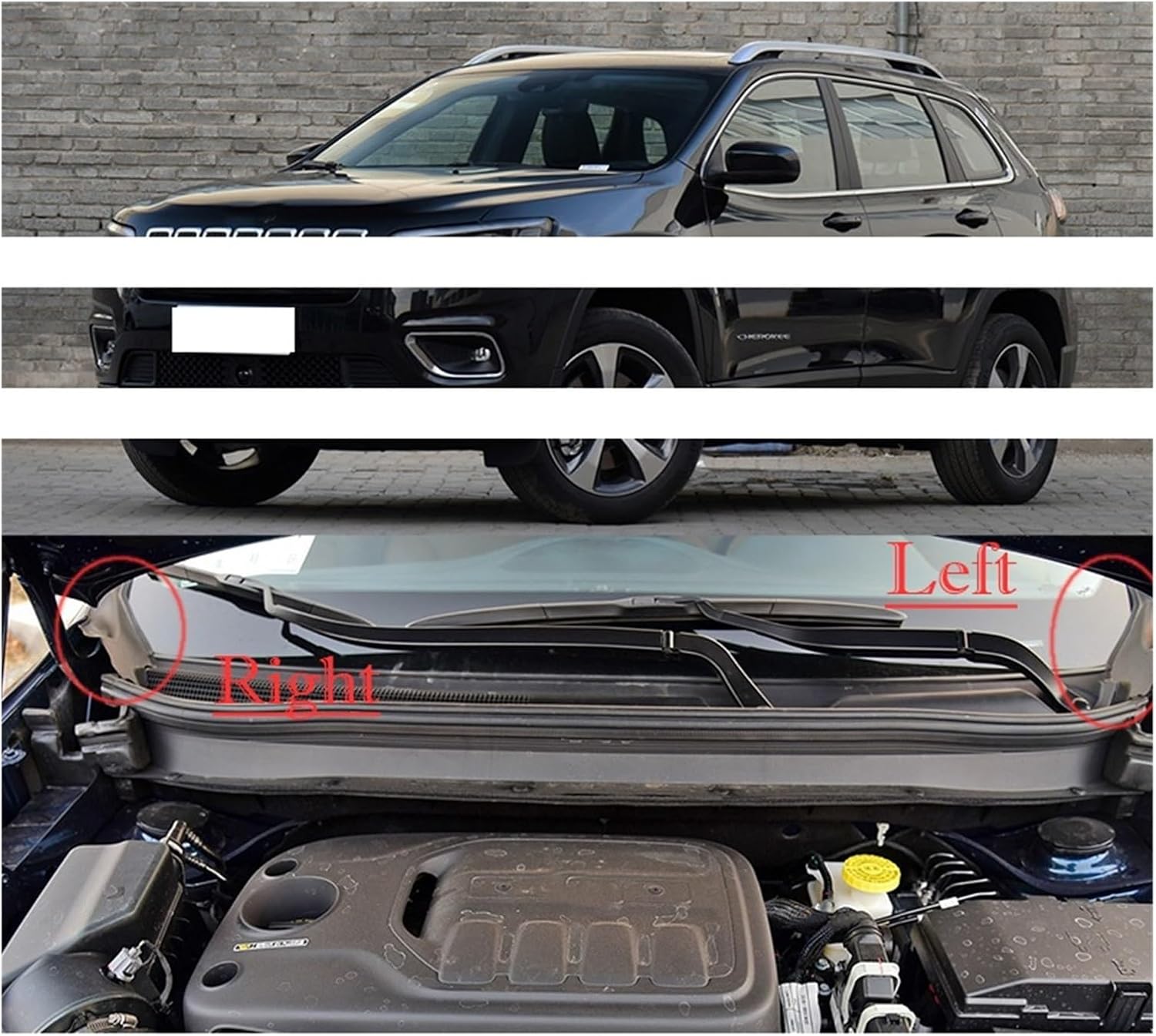 Front Windshield Wrap Corner Panel Trim Trim Windshield Wiper Side Trim Cover Rubber Fit for Jeep Cherokee 2019 2020 2021(LH and RH-1Pair)