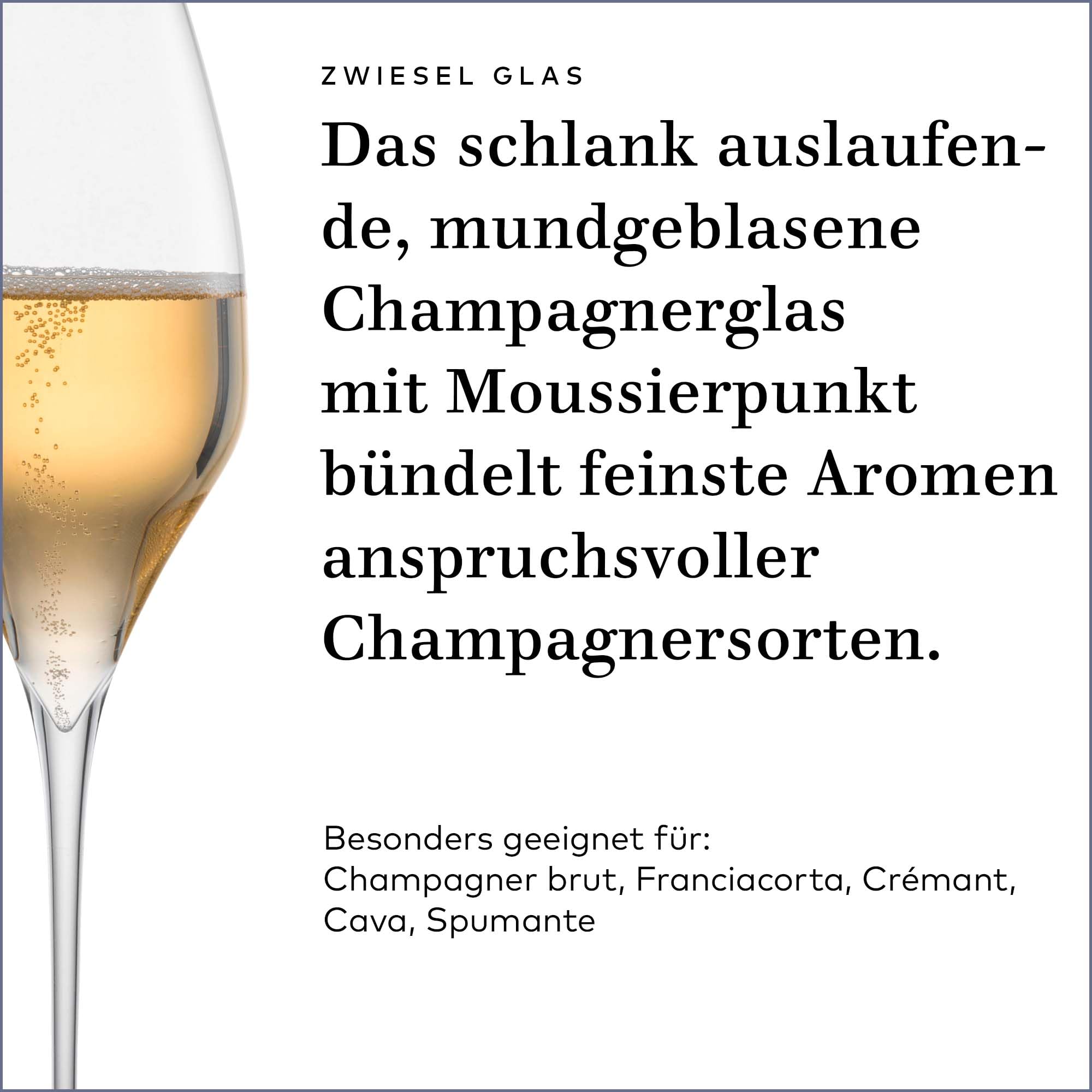 Zwiesel Glas Champagnergläser Alloro (2 Stk) | in Handarbeit mundgeblasene Sektgläser mit Moussierpunkt, ästhetische Tritan®-Kristallgläser für Perlwein
