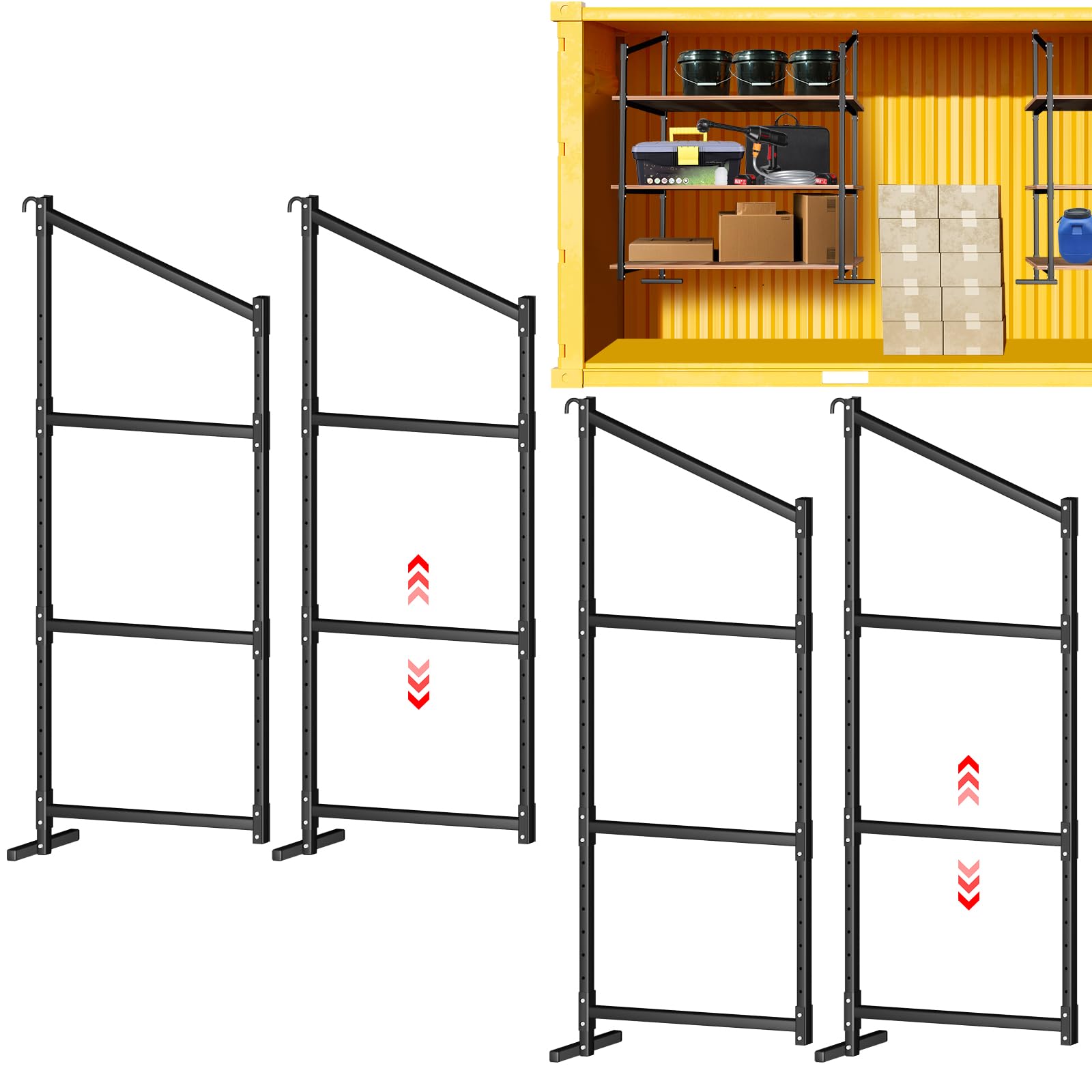 Photo 1 of **SCRAPES FROM TRANSPORT **Kerty 4 Pack Shipping Container Shelving Bracket, 3-Tier Shipping Container Shelf with Adjustable Height, Suitable for Heavy Duty Trailer Containers (22" D x 58" H)