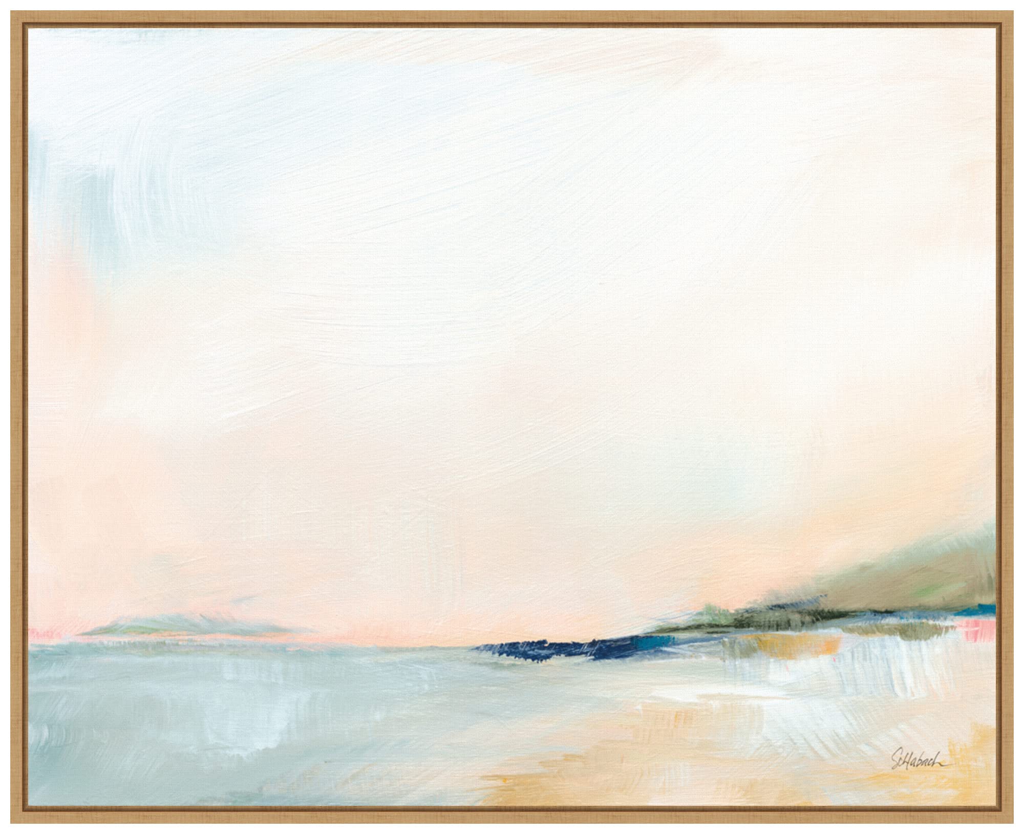 Amanti Art Framed Canvas Wall Art 23x28 Open Sky Over Water by Sue Schlabach, Framed Wall Art Canvas, Abstract Artwork, Modern Contemporary Decor, Medium Poster Painting for Living Room, Bedroom