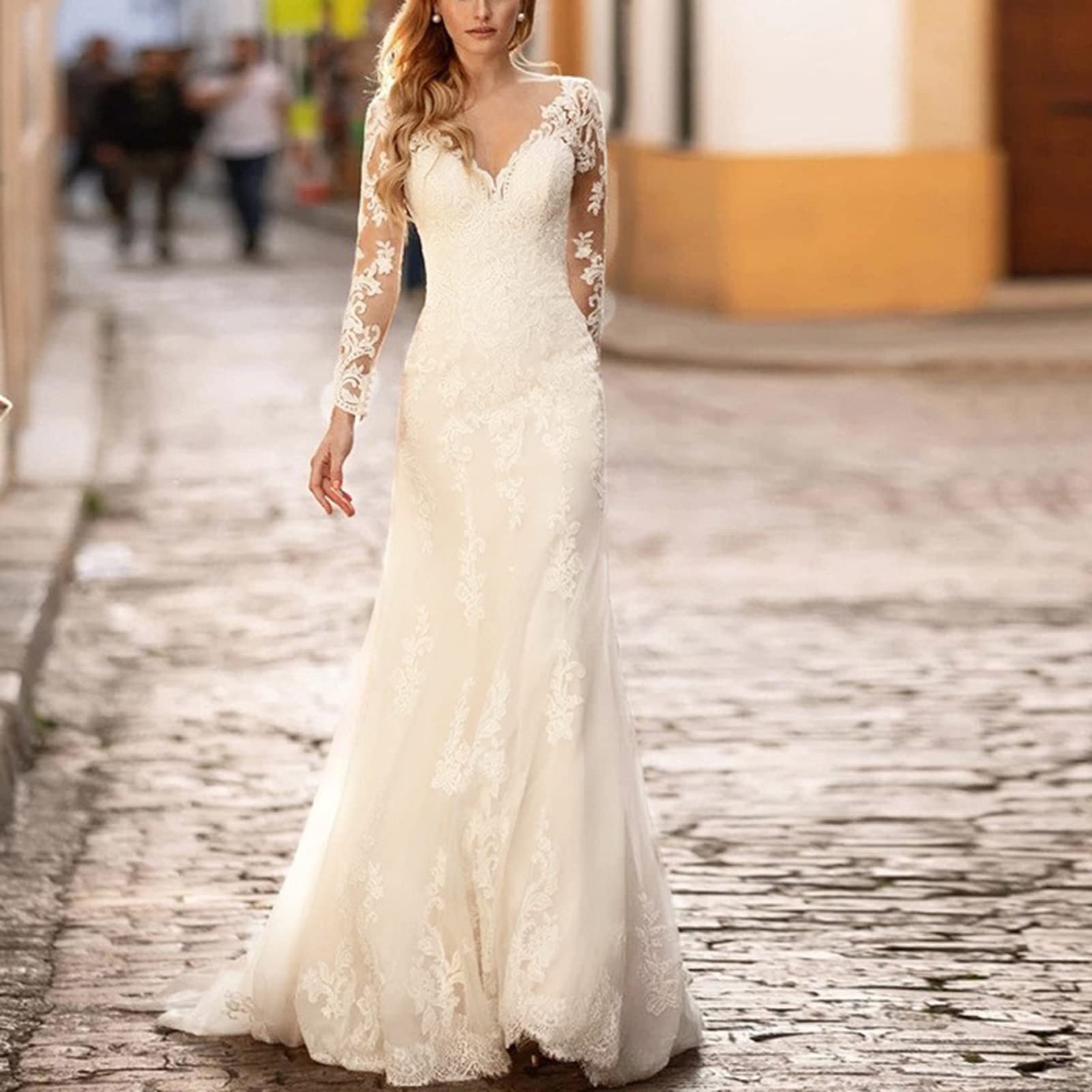sachin and babi light blue dress Long Sleeve Open Back Wedding Dresses