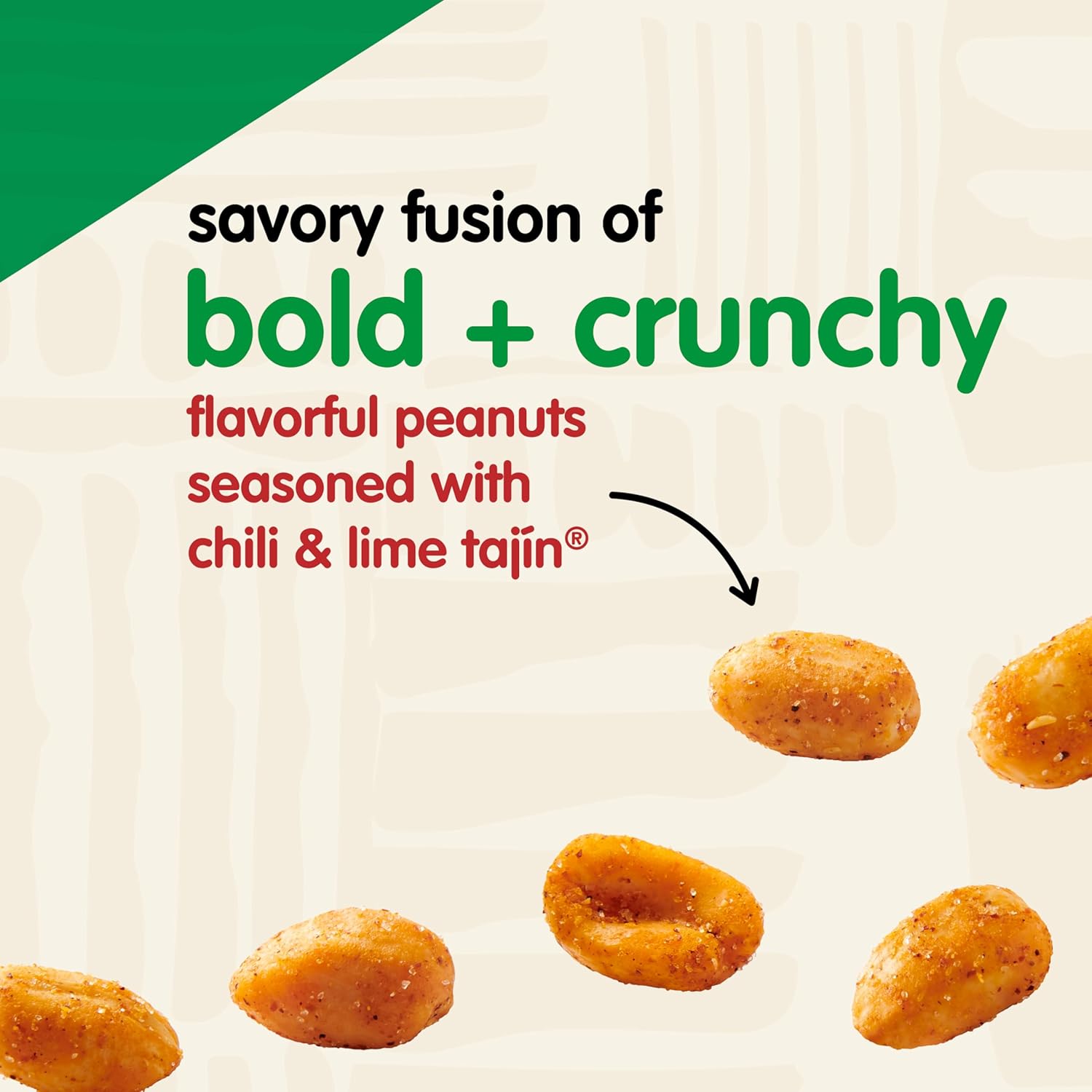 Snak Club Tajin Peanuts, Roasted Nuts with Chili and Lime Seasoning, Mild, 7.5 oz Resealable Bags, 6 Pack