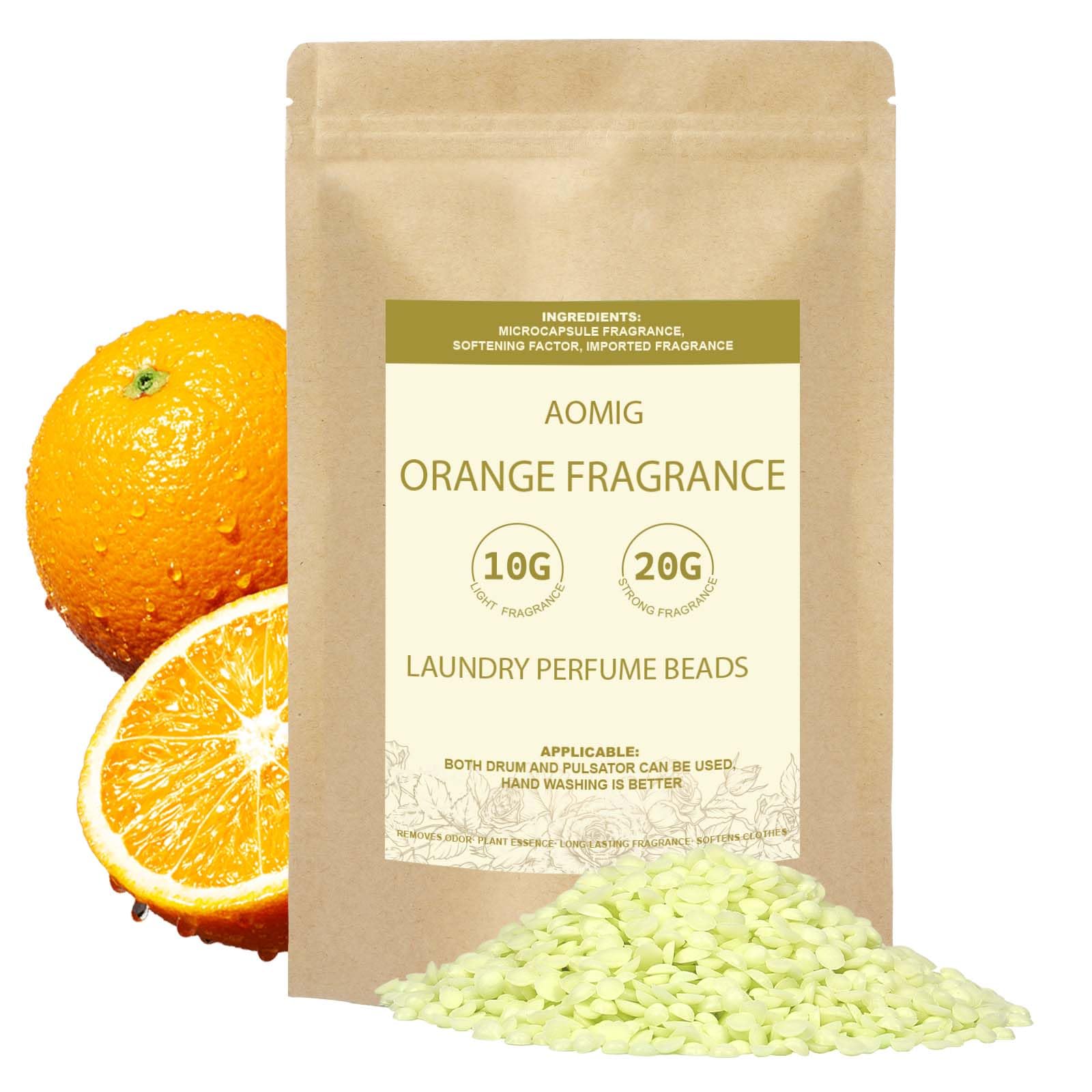Aomig Perfumed Washing Machine Pearls, 500 g Perfume for Laundry Fragrance Pearls, Perfumer Clothes for Softer and Longer Lasting Freshness, Yellow Orange