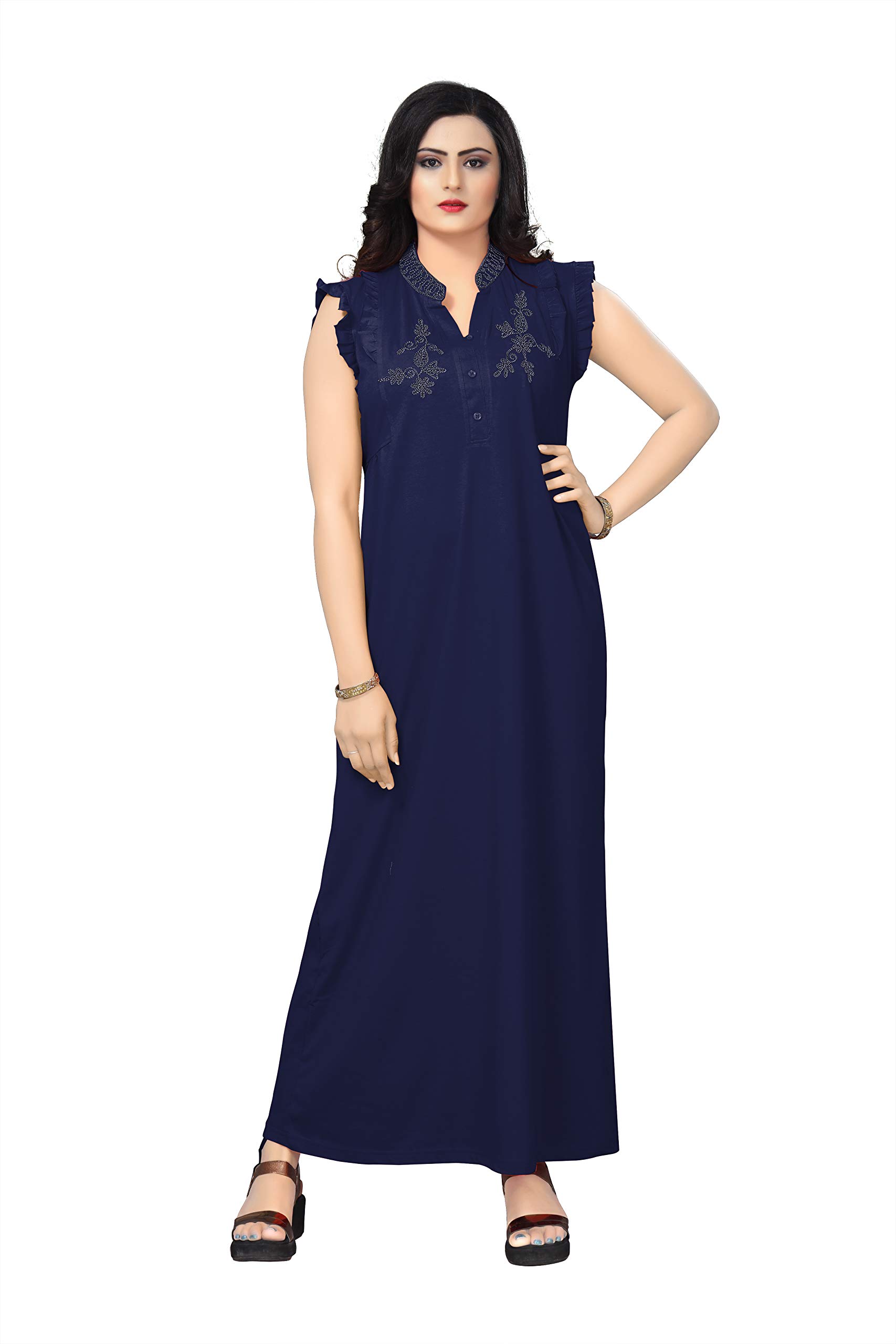 shree shyam gems Women's Hosiery Nighty 10016 Black/Maroon/Blue/Purple/Pink/Tomato Colour Size L/XL/XXL-picture-32