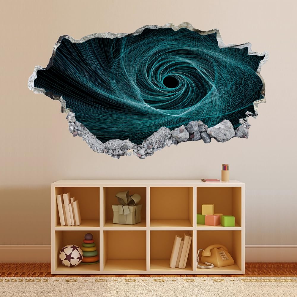 3D Wandaufkleber, Strudel Durchbruch Wandtattoos Deko Wand Selbstklebend Abstrakte Kunst, Wand Aufkleber Wanddurchbruch Wandsticker für Zuhause, Badezimmer, Schlafzimmer, Wohnzimmer