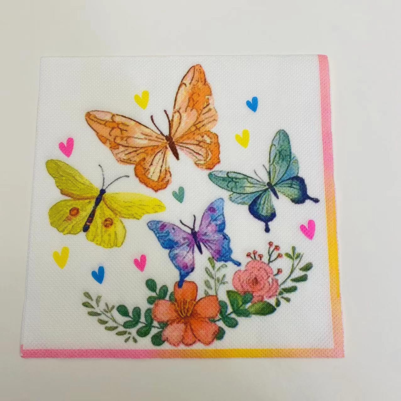 Tovaglioli di Carta Giallo Farfalla Arancione Tovaglioli Decorati Per Decoupage Bar Compleanno Carta Igienica Tovagliolo Decorazione Da Tavola Usa e getta Per Matrimoni Feste 30 Packs(33x33cm)