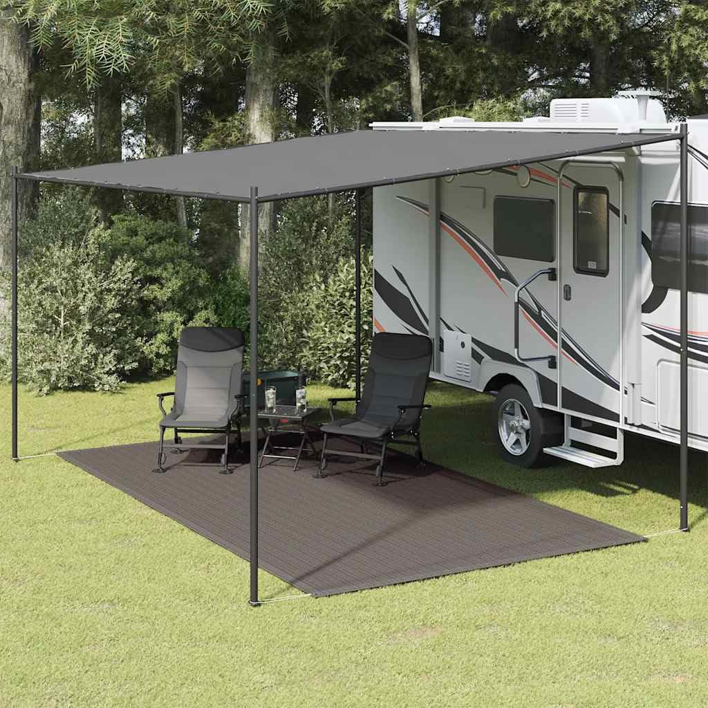 Teenpull Tent Rug 200 x 400 cm Anthracite, Durable Outdoor Rug, Breathable Awning Carpet, Water-Permeable Mat for Camping, Patio, Caravan and Balcony