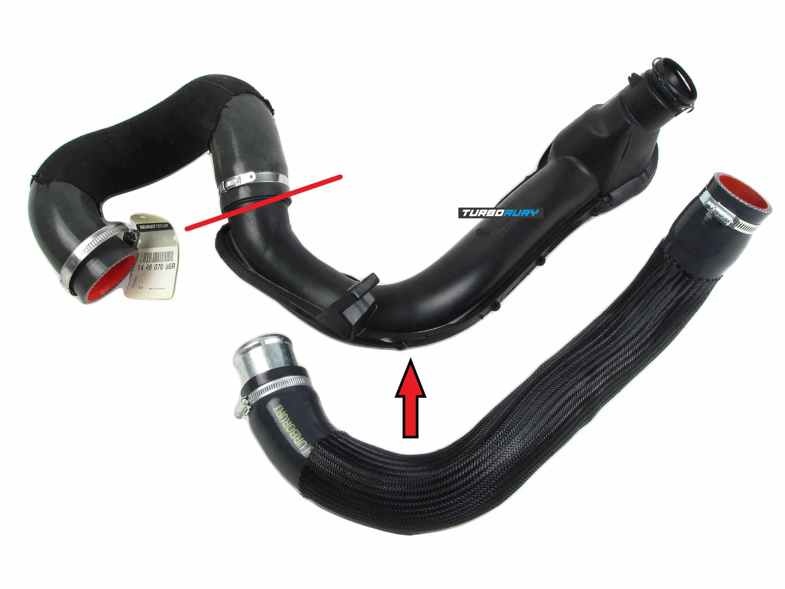 Kit de Tubos para Intercooler - Juego de Reparación de Tubos Turbo con Manguito y Bridas - para Opel Vivaro 2.0, para Renault Trafic, para Nissan Primastar - Kit de Mangueras de Silicona