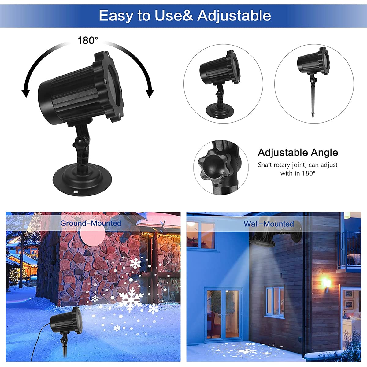 Proyector Luces Navidad, LED Proyector Copos De Nieve, Luces De Proyección Impermeable, Decoración Proyector Luz con Control Remoto, Exterior Lámpara De Proyección para Navidad Halloween