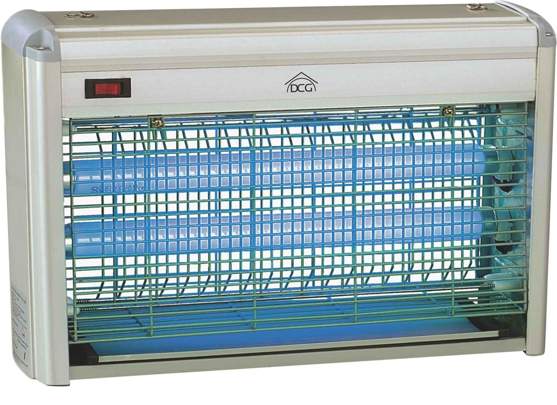 DCG ZA4010 - Zanzariera 40W, 2 tubi fluorescenti, Tasto On/Off, Griglia protettiva in metallo, Vaschetta raccolta insetti. Dimensioni: 64.5 x 11.5 x 39 cm