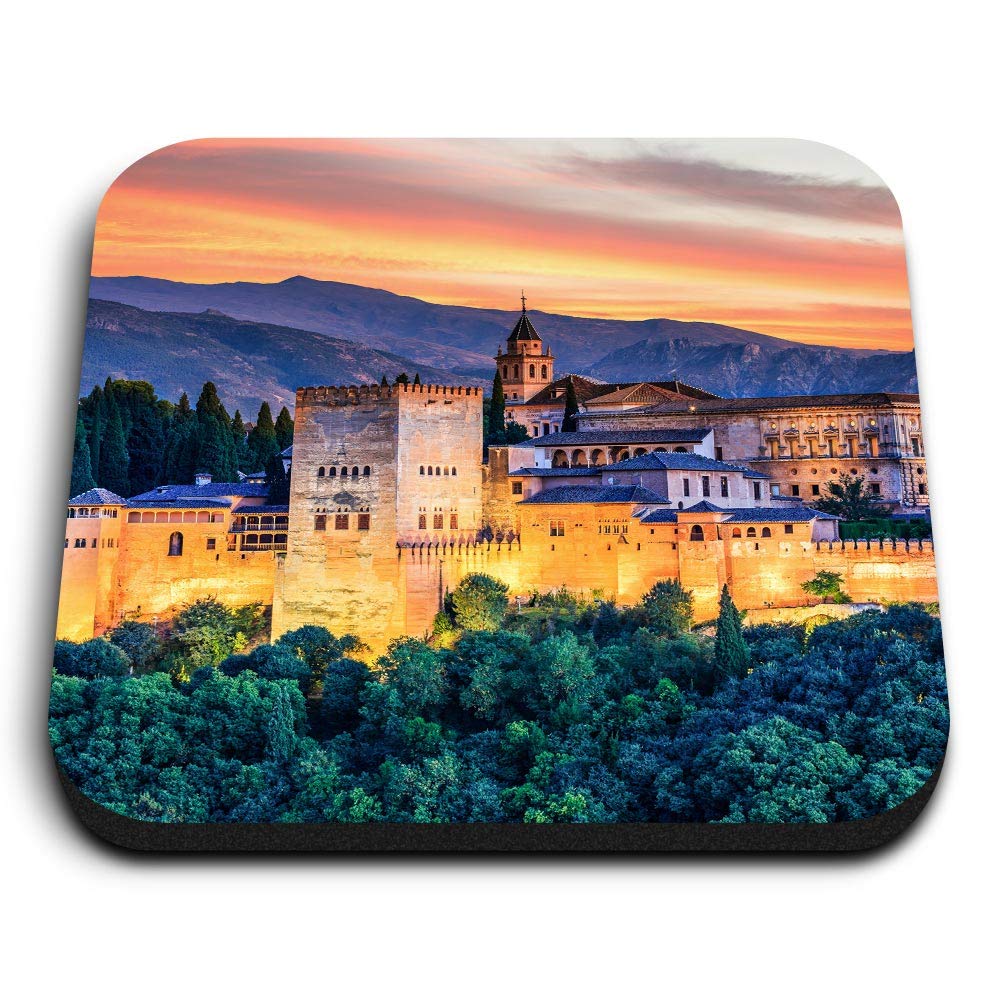 Destination Vinyl Ltd Multicolor 1 X Square Mdf Fridge Magnet - Alhambra Of Granada Spain 44059