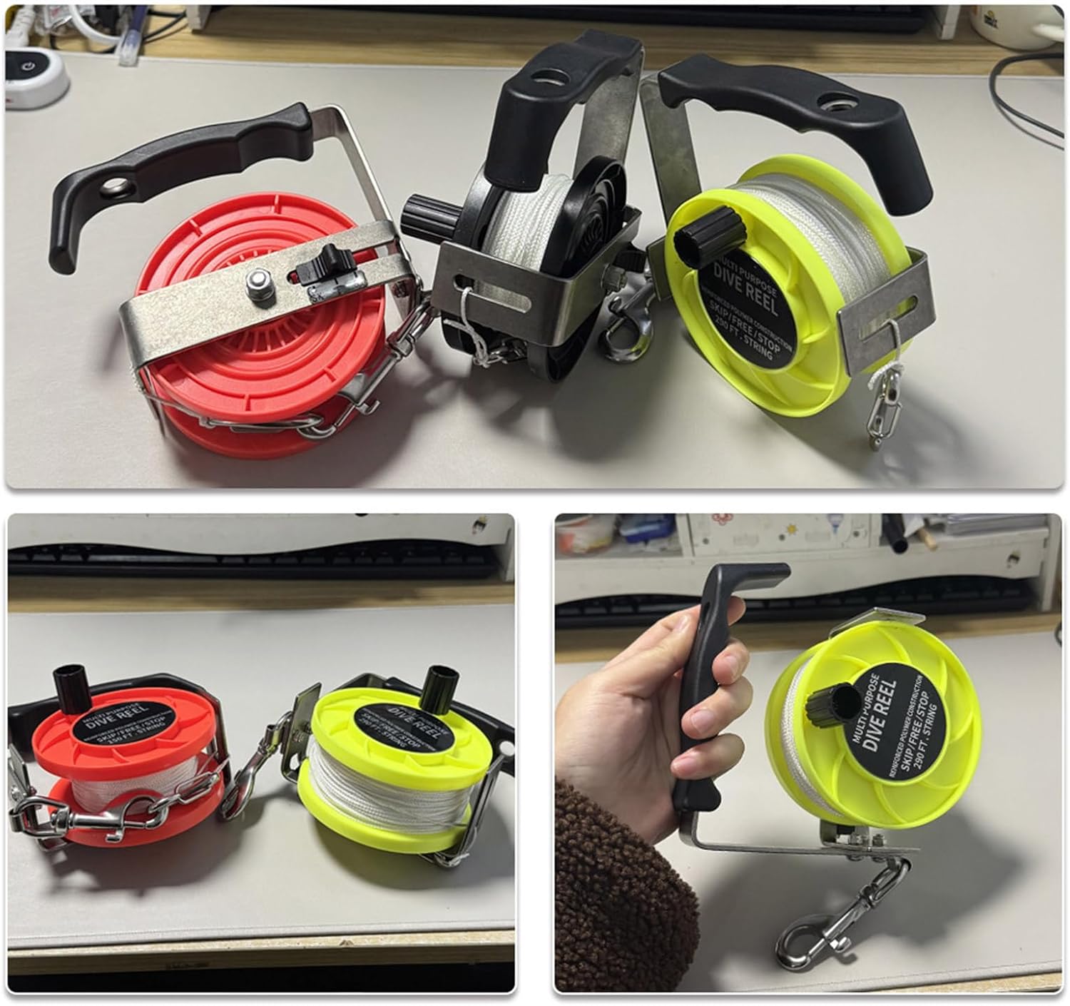 Ergonomic Diving Line Reel with Attachments for Snorkeling Kayak Use Ergonomic Diving Line Reel