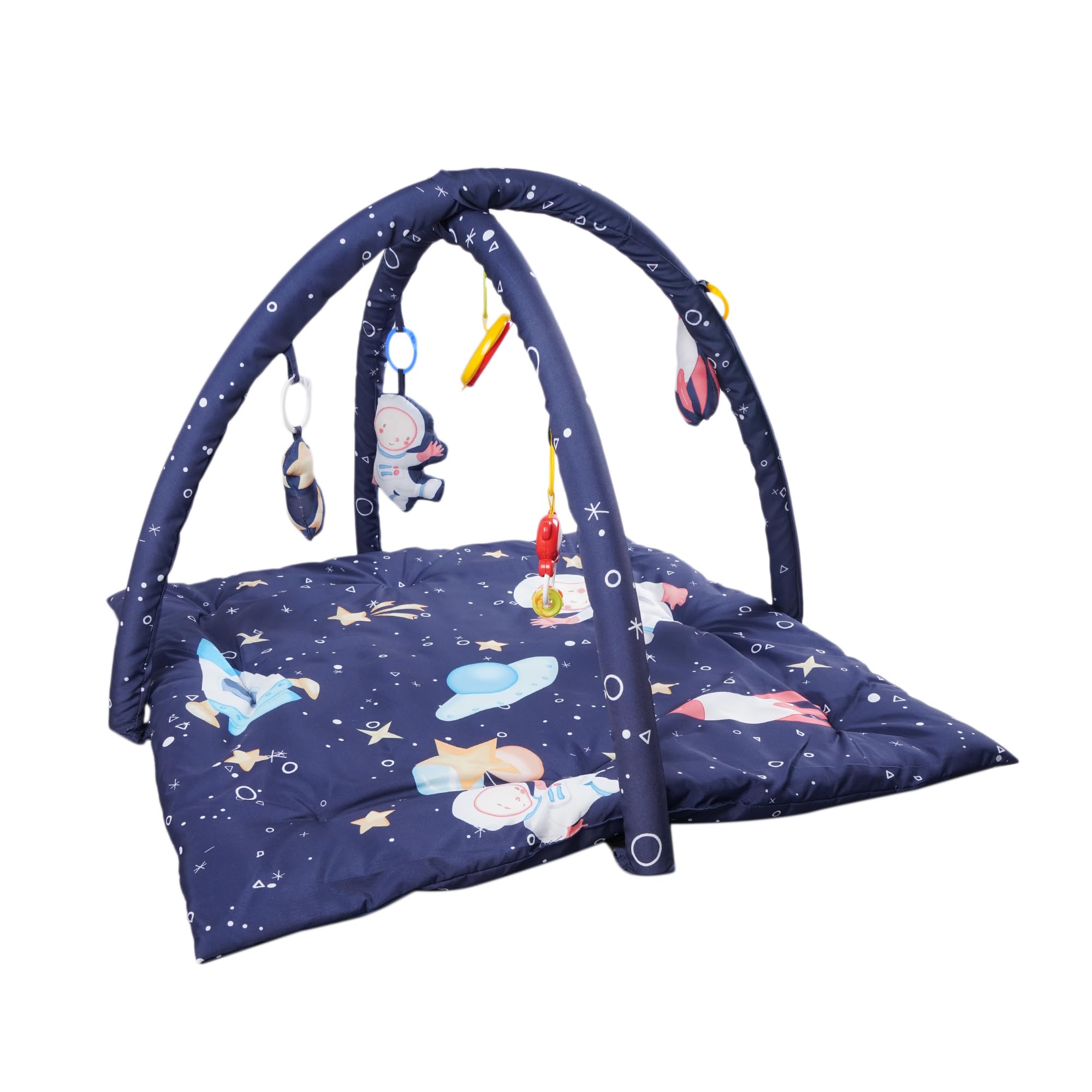 First Play House Baby Play Gym Mat for Babies with Toys Storage Box, Activity Playgym for Baby with Soft Hanging Baby Toys.(Multi)(Pack of 1) (Multicolor-Square)