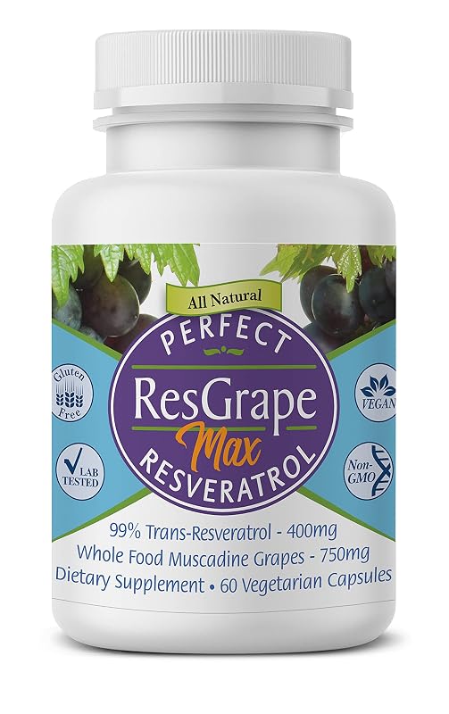 Perfect Supplements – Suplemento de Resveratrol com trans-resveratrol e uvas Muscadine orgânicas – 60 cápsulas