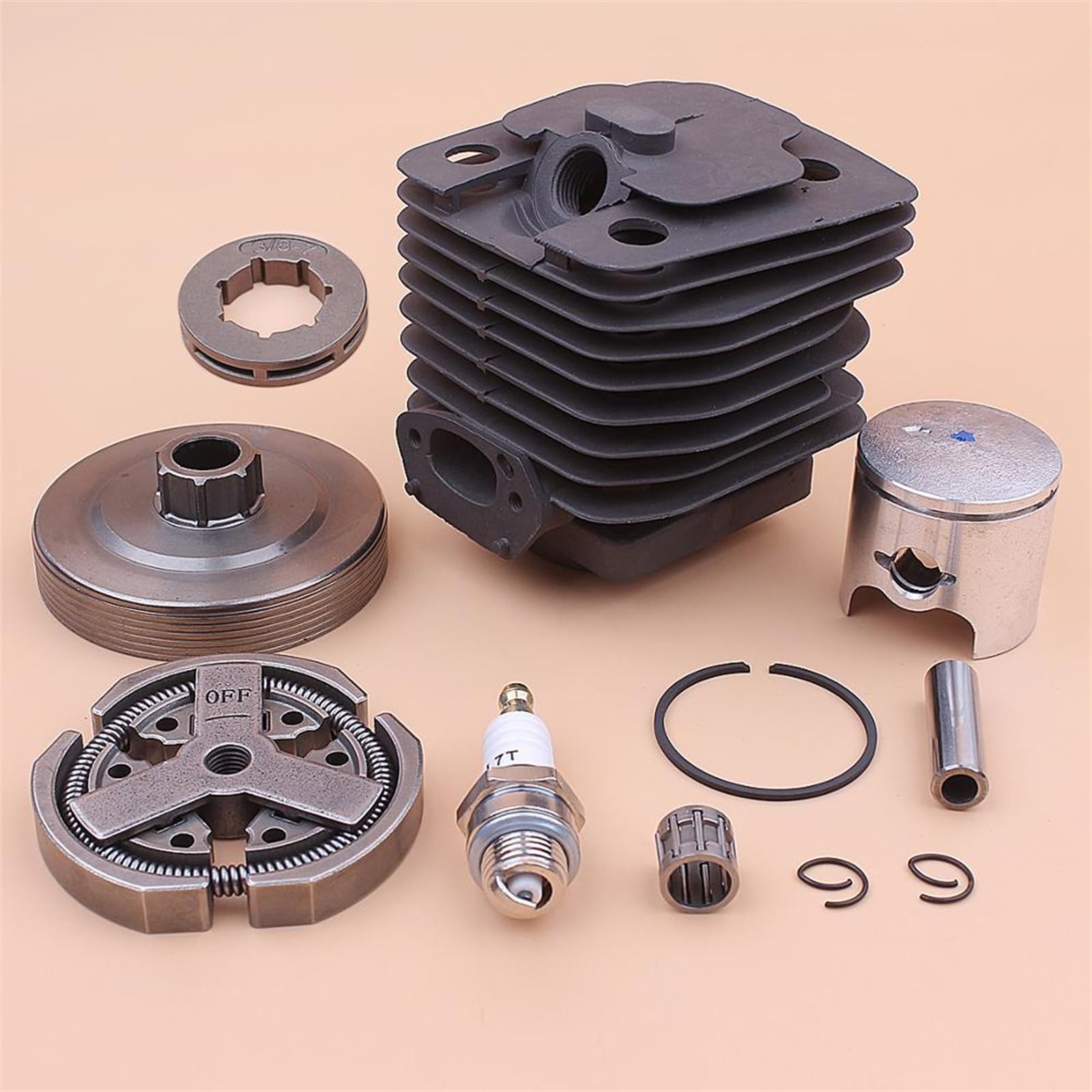Zestaw tłoka cylindra 39mm chiński 3800 38cc sprzęgło zębatka bęben łożysko obręczy świeca zapłonowa część do piły łańcuchowej Zestaw sprzęgła