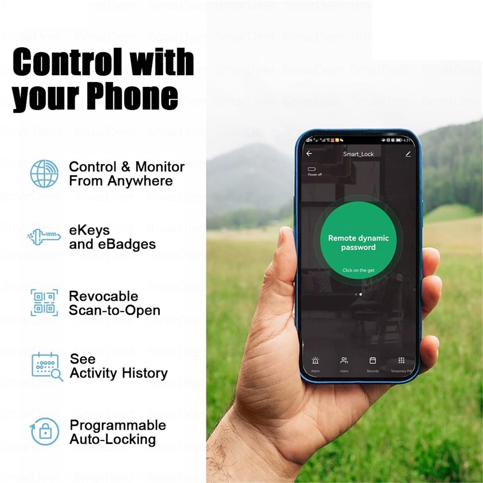 Serratura connessa Serratura elettronica Smart Lock con blocco delle impronte digitali 5 in 1 Accesso senza chiave tramite impronta digitale/Cod/Card/App(22x180(50 50))