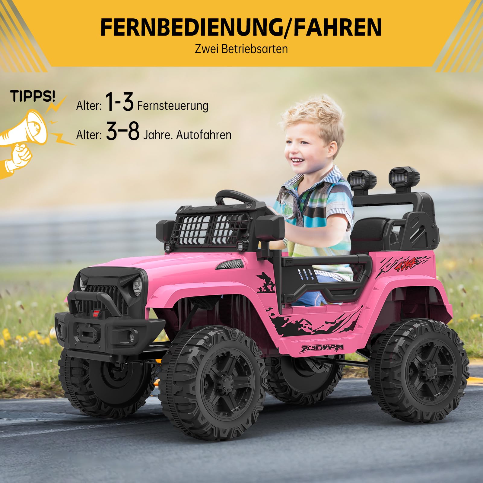 Garvee Voiture électrique Enfant, 12 V Voiture électrique Enfants avec Suspension à Ressort, lumières LED, Bluetooth, 2 Vitesses pour de 3 à 8 Ans