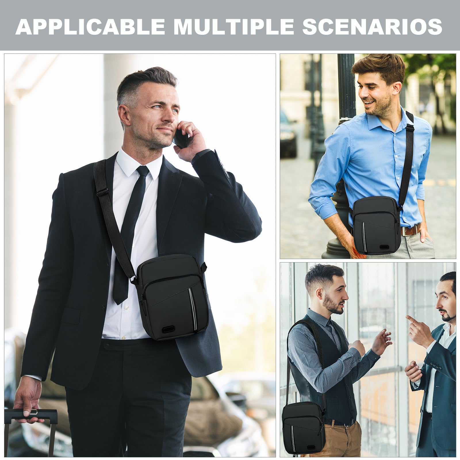 Aucuu Borsello Tracolla Casuale da Uomo, Borsa a Spalla di Grande Capacità, Messenger Impermeabile, Multitasche per Lavoro Viaggio Quotidiano