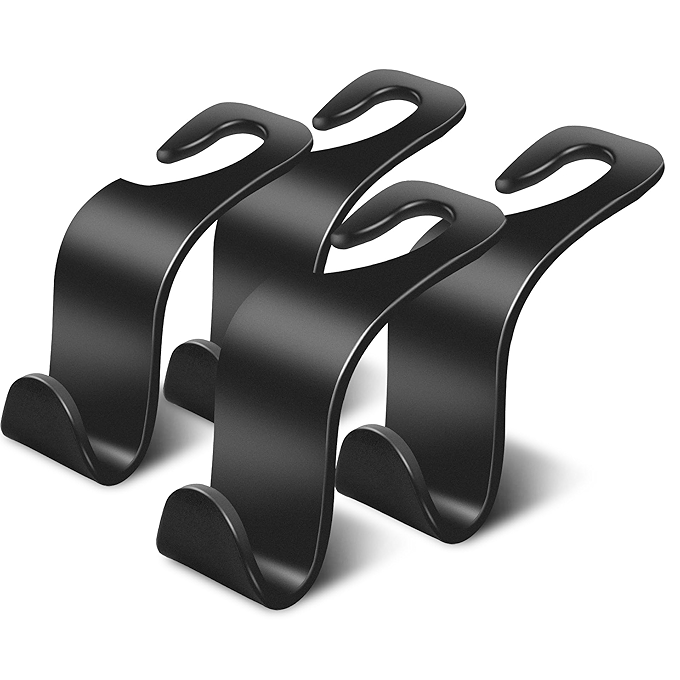 DOSAYA车用座椅头枕挂钩 4件装 - 通用汽车座椅挂钩收纳整理器（黑色）