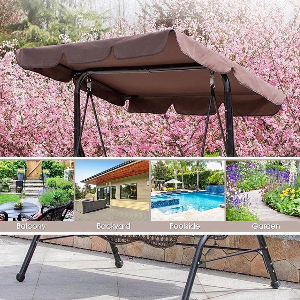 200×145cm Copertura Dondolos Tetto di Ricambio per Dondolo Esterno, Tettuccio per Dondolo da Giardino, Impermeabile Cubierta De Toldo para Columpio(Beige,98x73x7in(249x185x18cm))