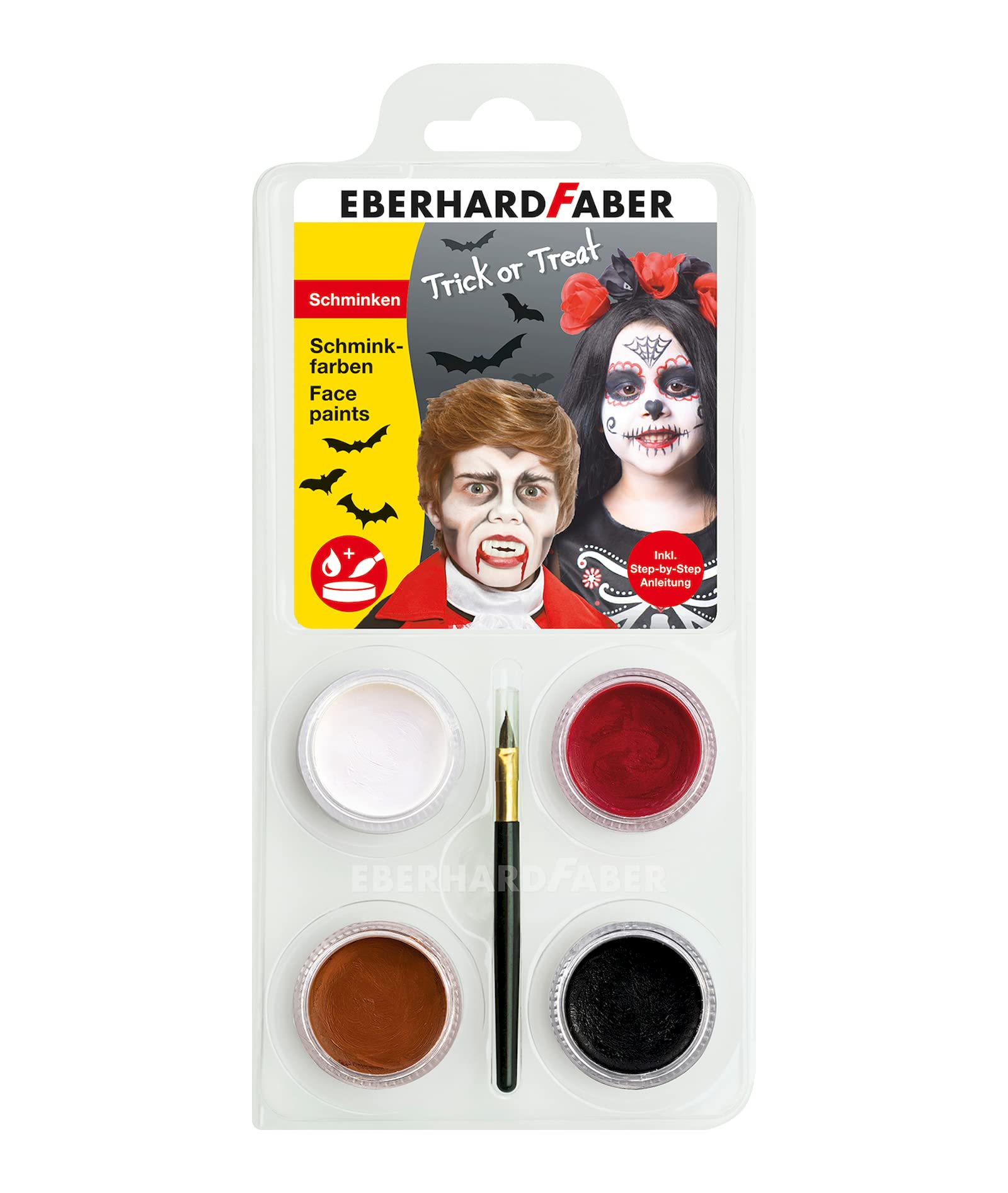 Eberhard Faber 579027 - Kit de maquillage Dracula, 4 couleurs de maquillage avec pinceau et instructions