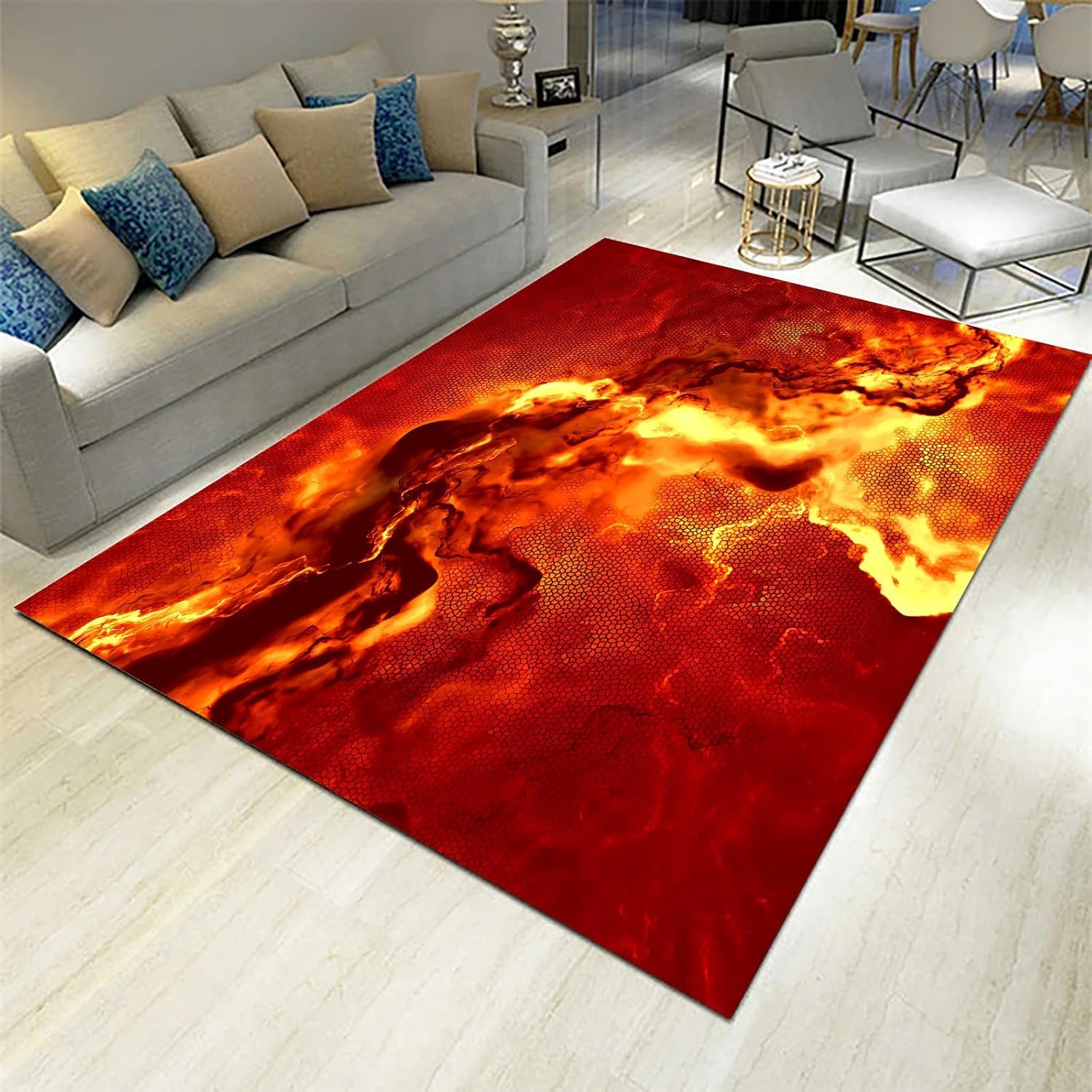 Tapis de salon texture roche flanelle douce 120 x 160 cm