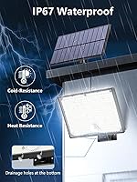 Vista 3 de 400 luces solares LED para exteriores, luces solares impermeables IP67 con cable de 16.4 pies, 3 modos y sensor de movimiento de control remoto, luz