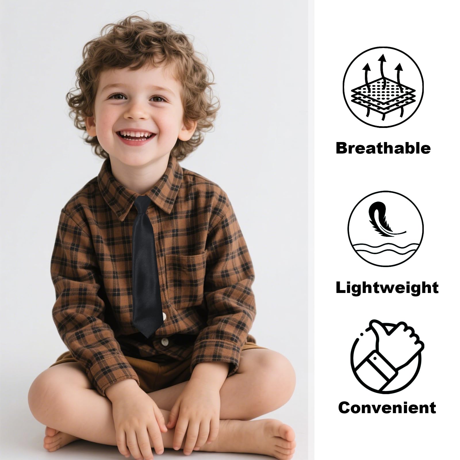 4 Piezas Corbata Negra Niño Ajustable Pajarita Niño, Suave Elástico Corbatas para Niños Niñas Fácil de Poner, Preanudado Cumpleaños Ceremonia Festiva Escolar