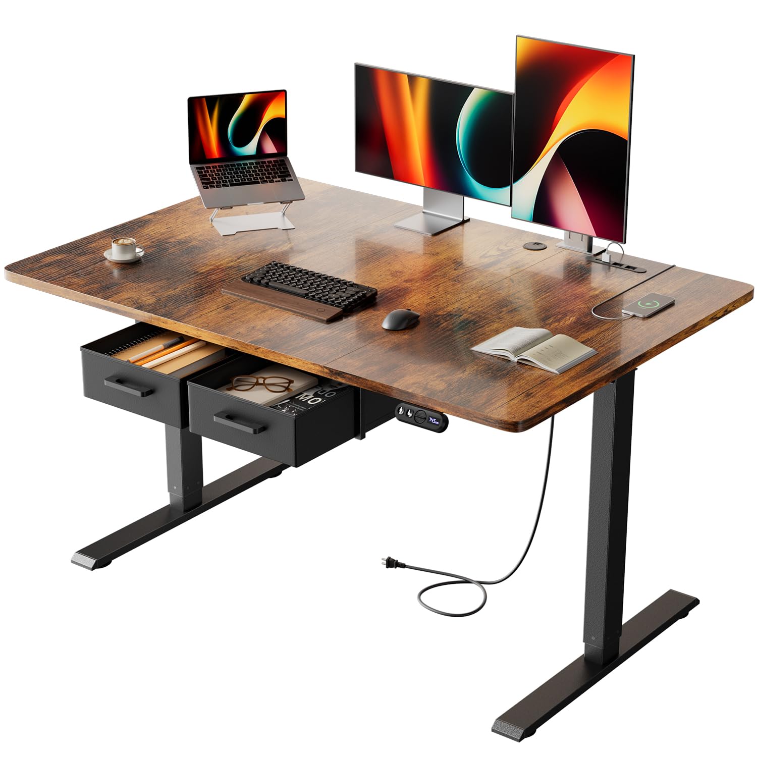 Amazon | HLDIRECT 昇降デスク電動 高さ72-117cm 幅120cm 奥行き80cm