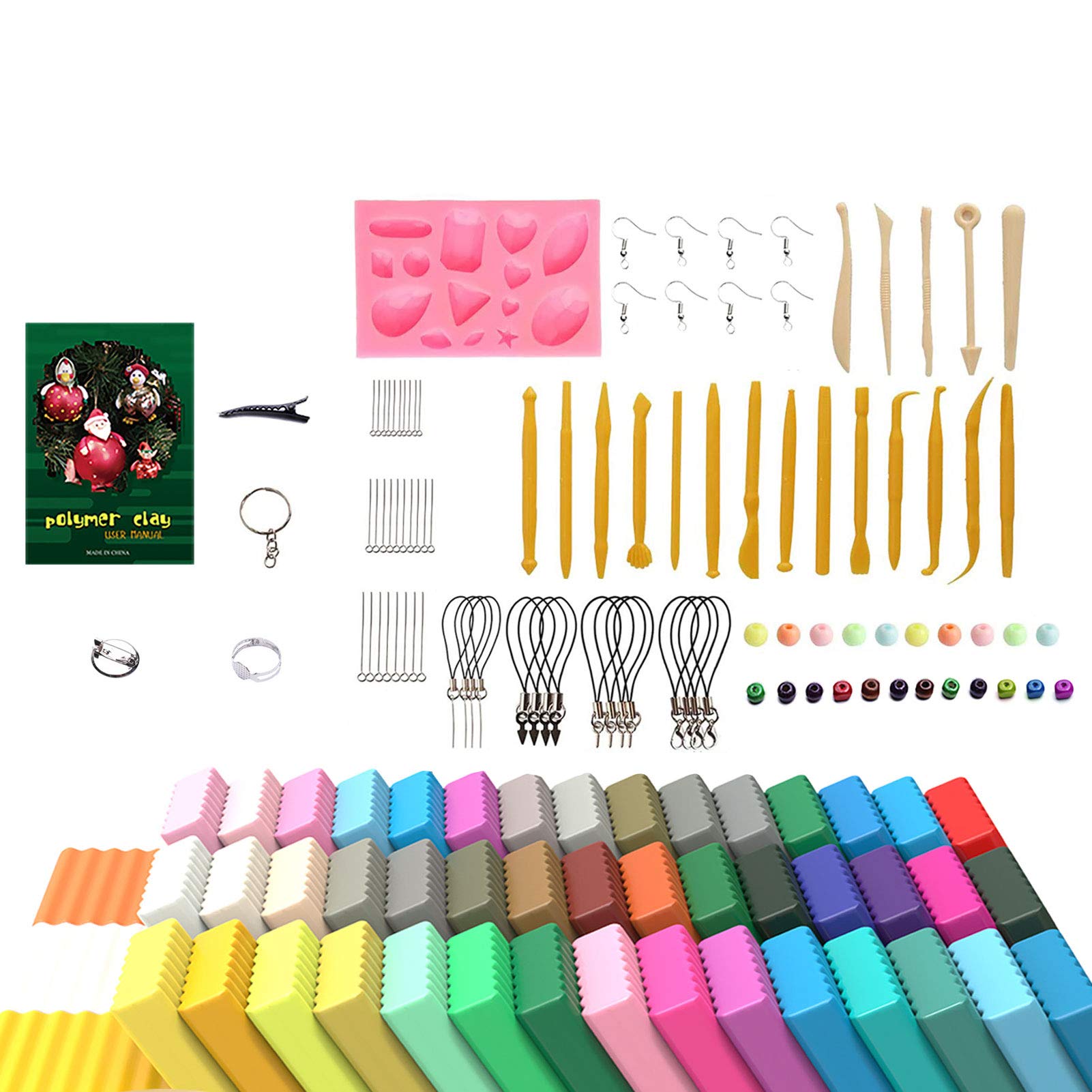 Argilla polimerica in 50 colori, argilla da modellare per bambini, kit fai da te, argilla modello al forno, atossica, antiaderente, con strumenti per scolpire, regalo per bambini e artisti